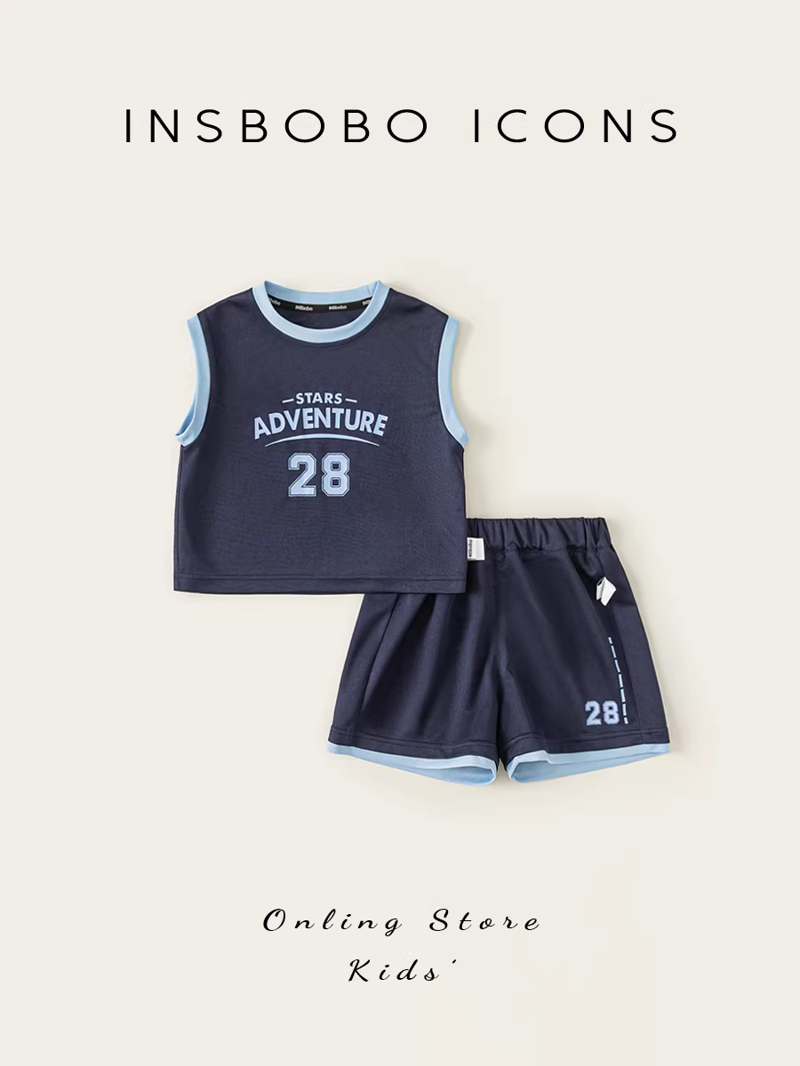Bộ vest bé trai INSbobo 2025 kiểu dáng mới thời trang, bộ đồ thể thao mùa hè cho bé trai