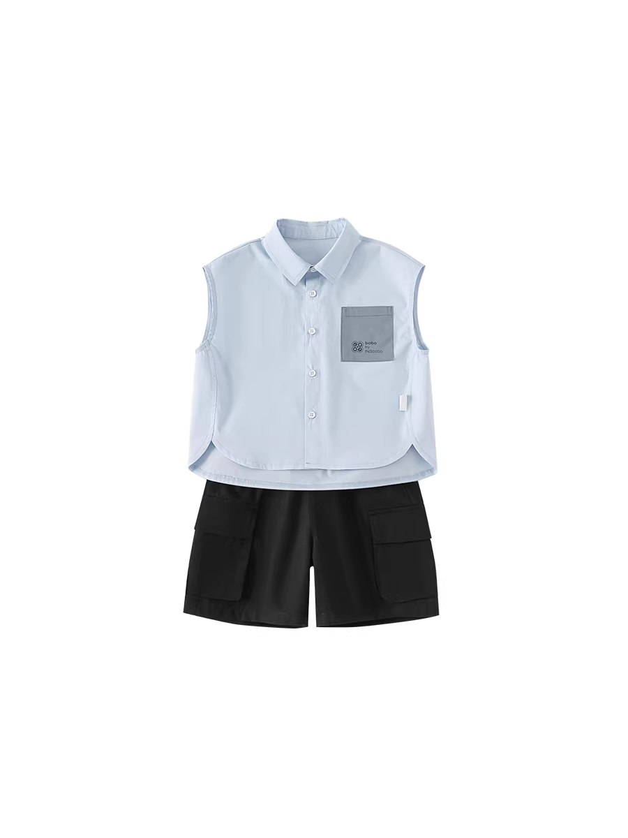 Bộ quần áo hè INSbobo cho bé trai 2025, bộ đồ trẻ em mới, áo sơ mi bé trai, bộ hai mảnh, thời trang hè