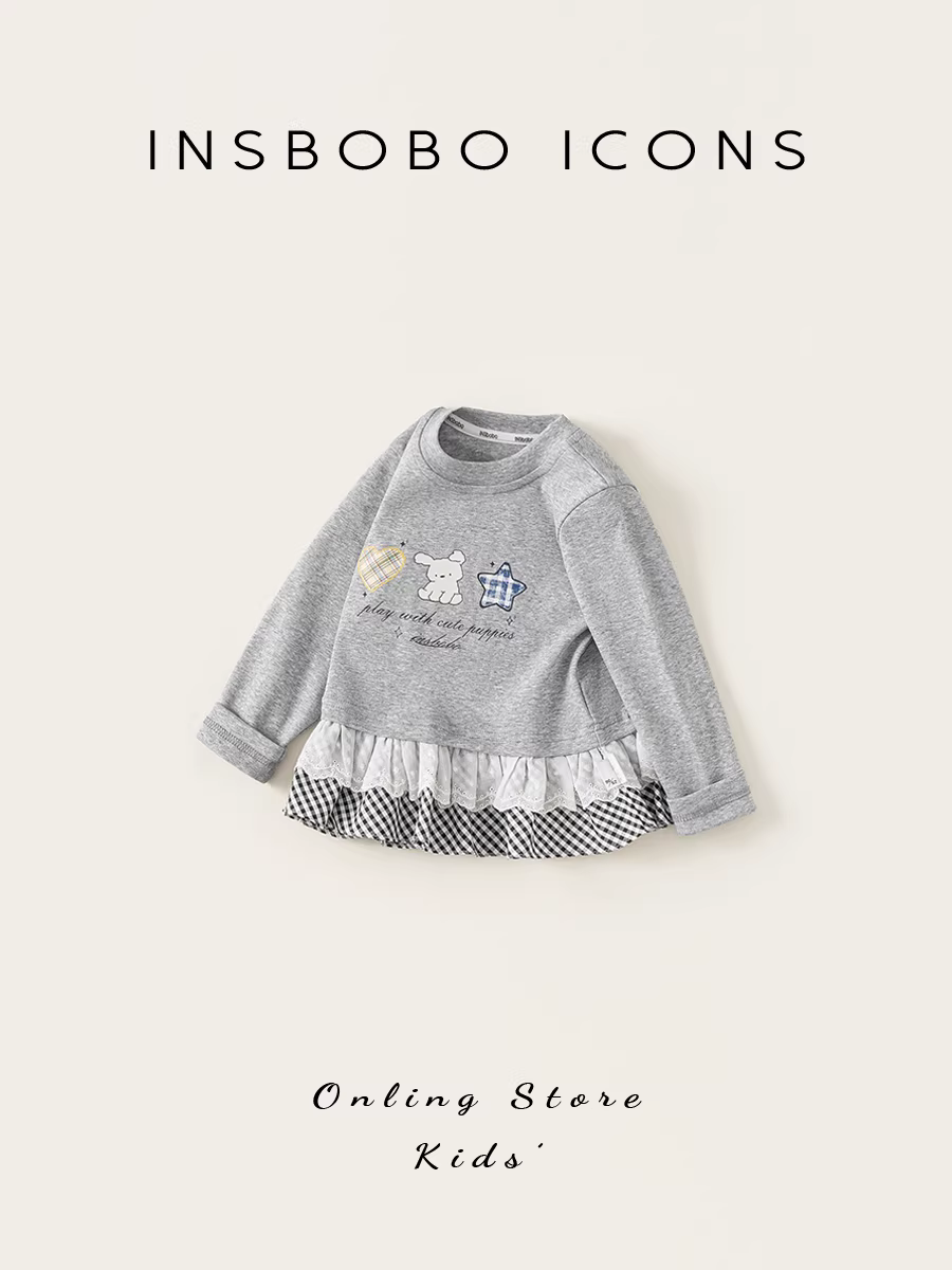 Áo bé gái INSbobo thu đông 2025 kiểu mới, quần áo trẻ em siêu xinh, áo thun dài tay bé sơ sinh mặc đầu thu