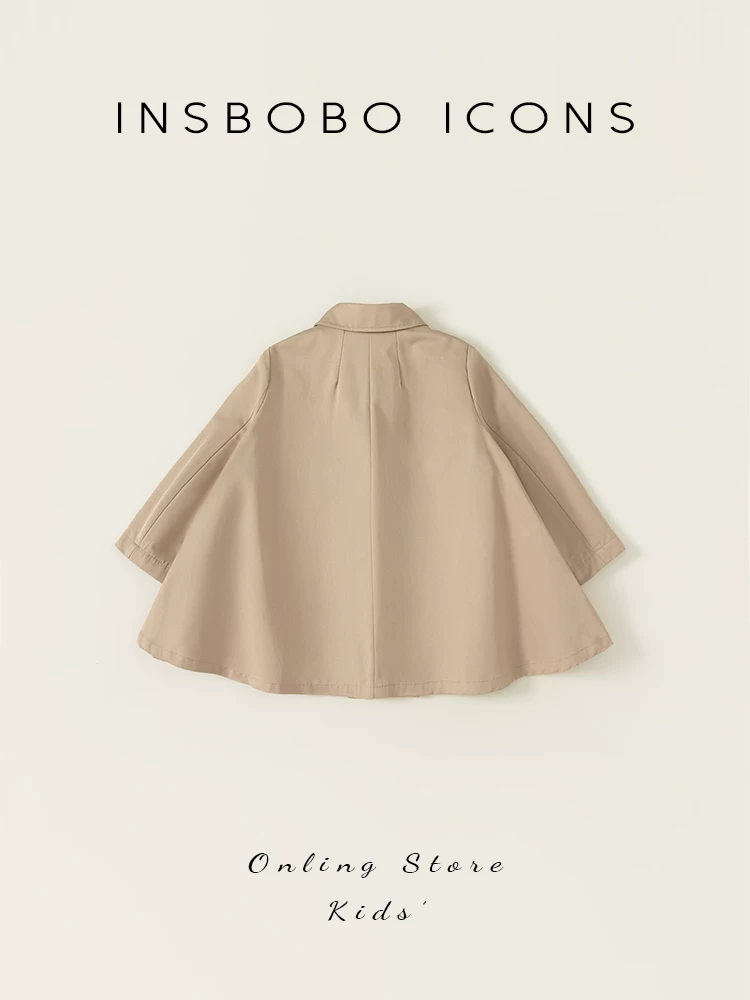 Áo khoác trench coat bé gái thu đông 2025 kiểu Anh, áo khoác trẻ em mới, dài trung bình, lót lông cừu, thời trang