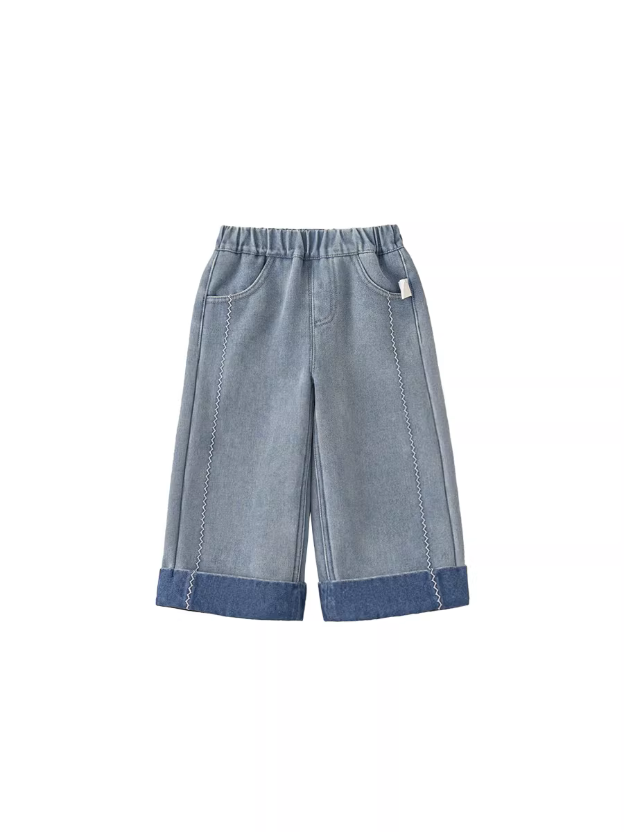 Quần trẻ em INSbobo thu đông 2025 bộ sưu tập thu mới quần bò bé gái quần ống đứng dài