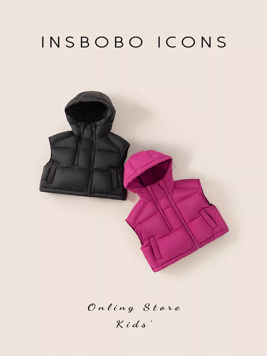 Áo khoác phao trẻ em INSbobo mùa thu đông áo khoác phao ba lớp chống thấm cho bé gái áo khoác lông vịt trắng 90% cho bé trai quần áo mùa đông