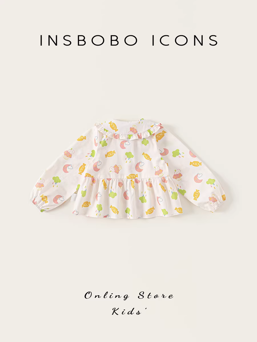 Áo sơ mi bé gái INSbobo thu đông 2025, áo bé gái kiểu búp bê, thời trang xuân thu, quần áo trẻ em hợp xu hướng