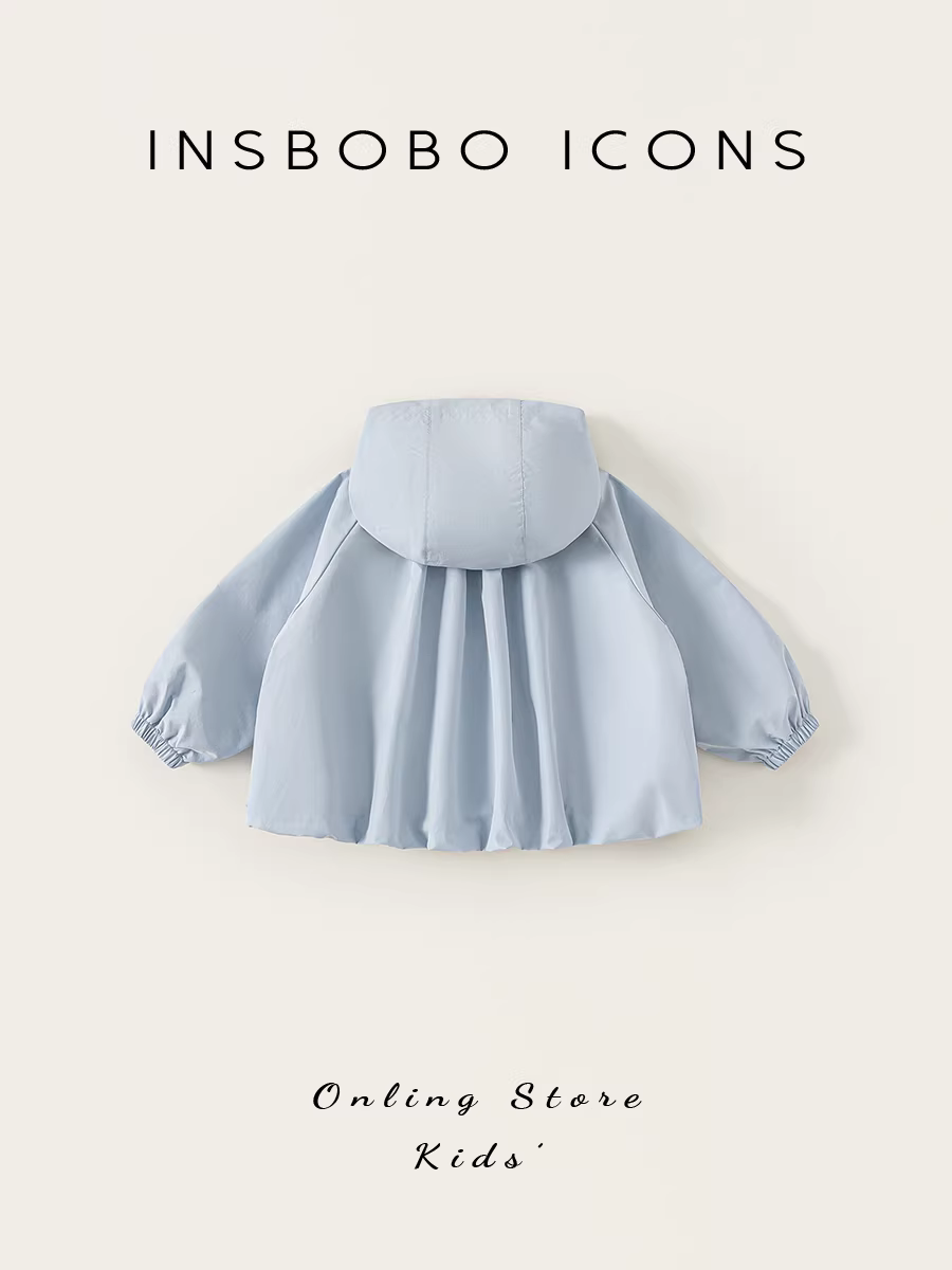 Áo khoác bé gái INSbobo trang phục đầu thu 2025 áo khoác có mũ trẻ em mới thời trang quần áo trẻ em