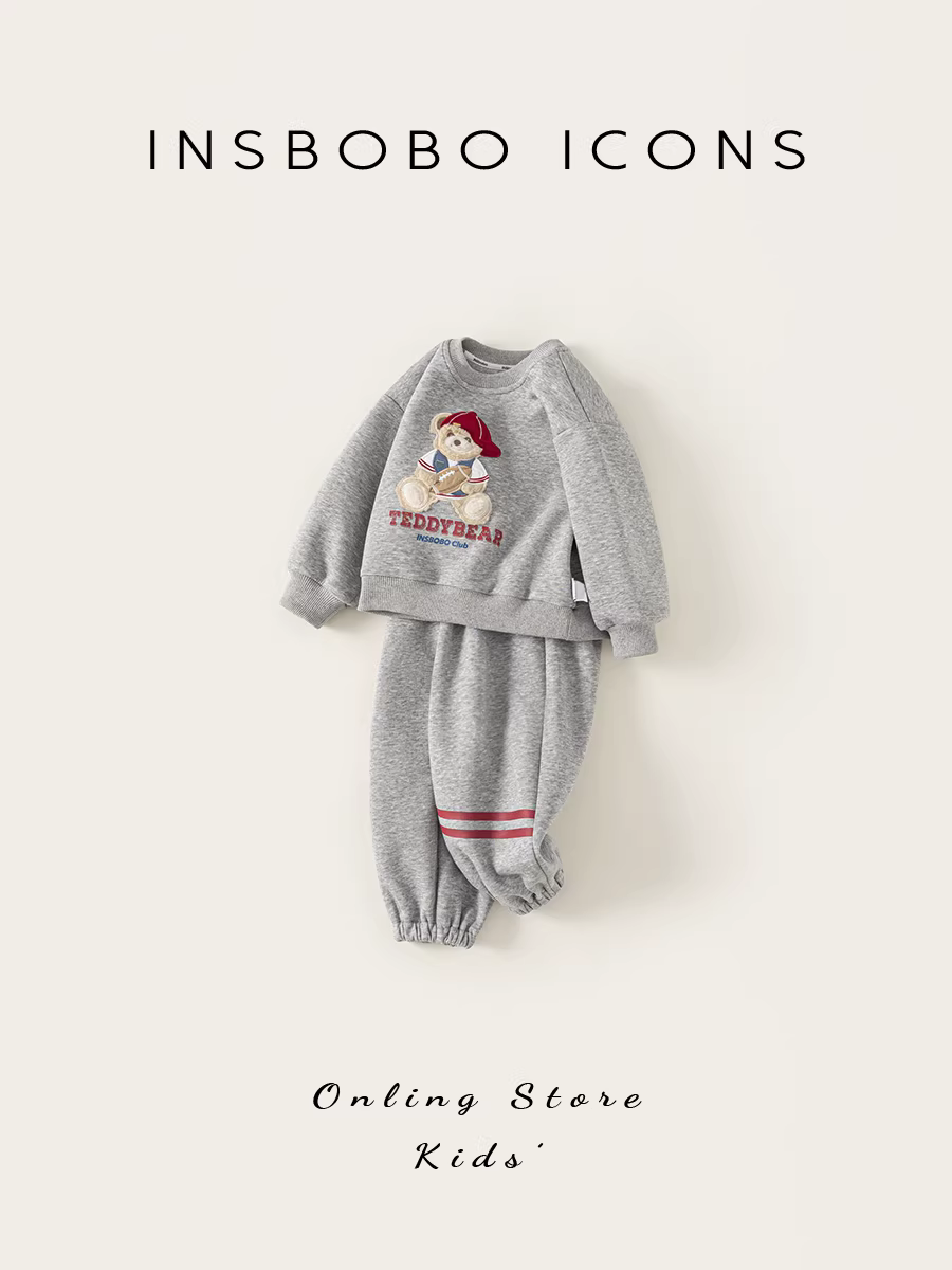 [Bộ đồ gấu bông] INSbobo Bộ đồ bé trai Thu 2025 Quần áo trẻ em mới Trang phục mùa thu cho bé Thời trang
