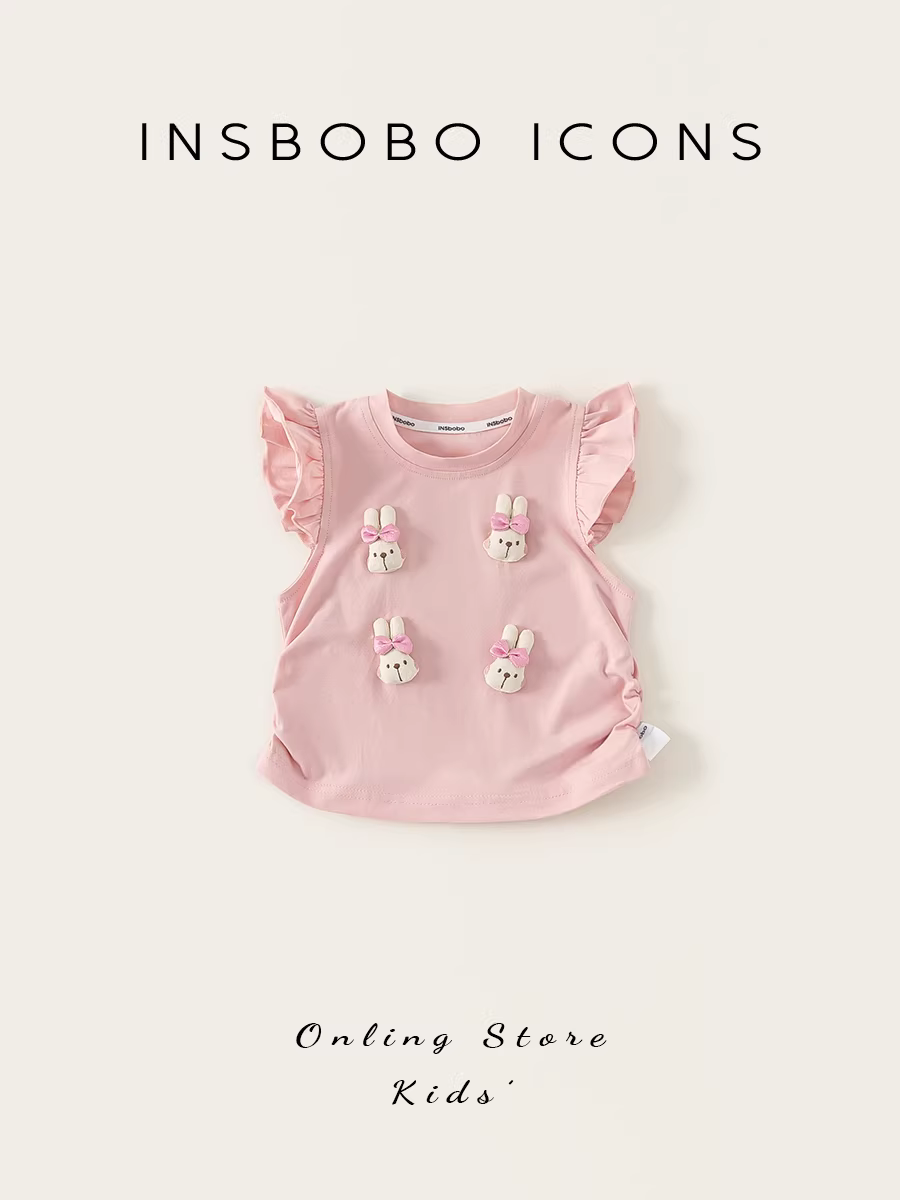 INSbobo áo thun ngắn tay trẻ em mùa hè 2025 kiểu mới dành cho bé gái, áo bé gái, quần áo mùa hè cho bé, quần áo trẻ em
