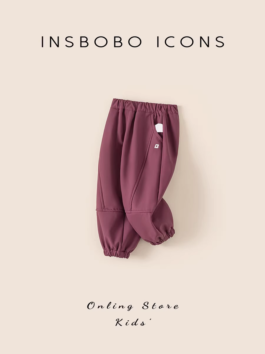 Quần dài giữ ấm lót lông INSbobo cho bé gái mùa đông 2025, quần thể thao trẻ em mới mùa thu đông, thời trang trẻ em