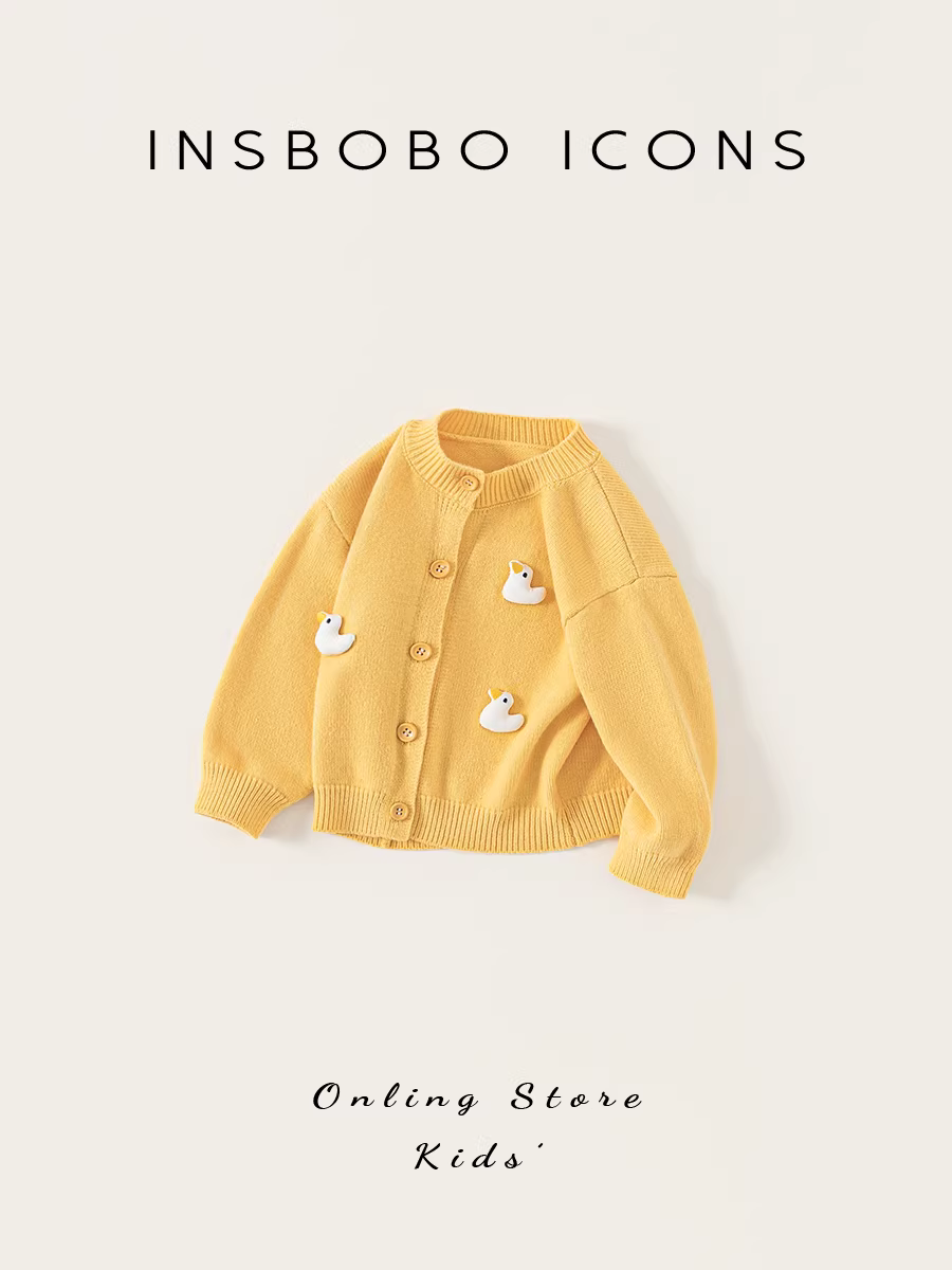 Áo len bé gái INSbobo thu đông 2025, áo dệt kim mới, áo khoác bé gái, thời trang trẻ em
