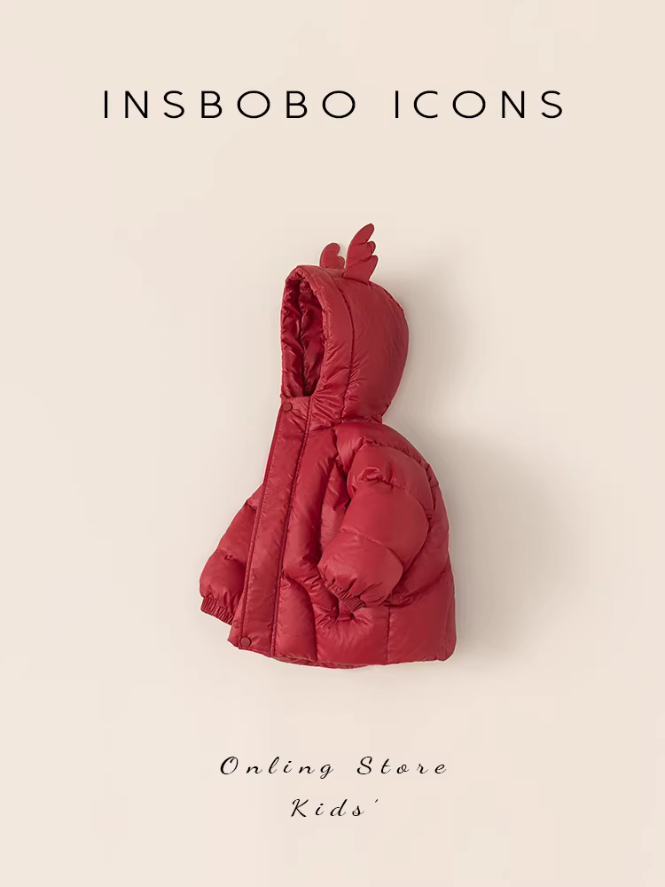 Áo khoác trẻ em áo khoác lông vũ màu đỏ cho bé gái 2025 Quần áo mùa đông Giáng sinh áo khoác lông vũ cho bé trai áo khoác lông vũ cho bé