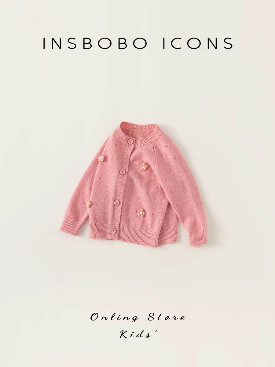 Áo len dệt kim INSbobo cho bé gái, kiểu mới thu đông 2025, áo khoác len trẻ em, thời trang và sành điệu