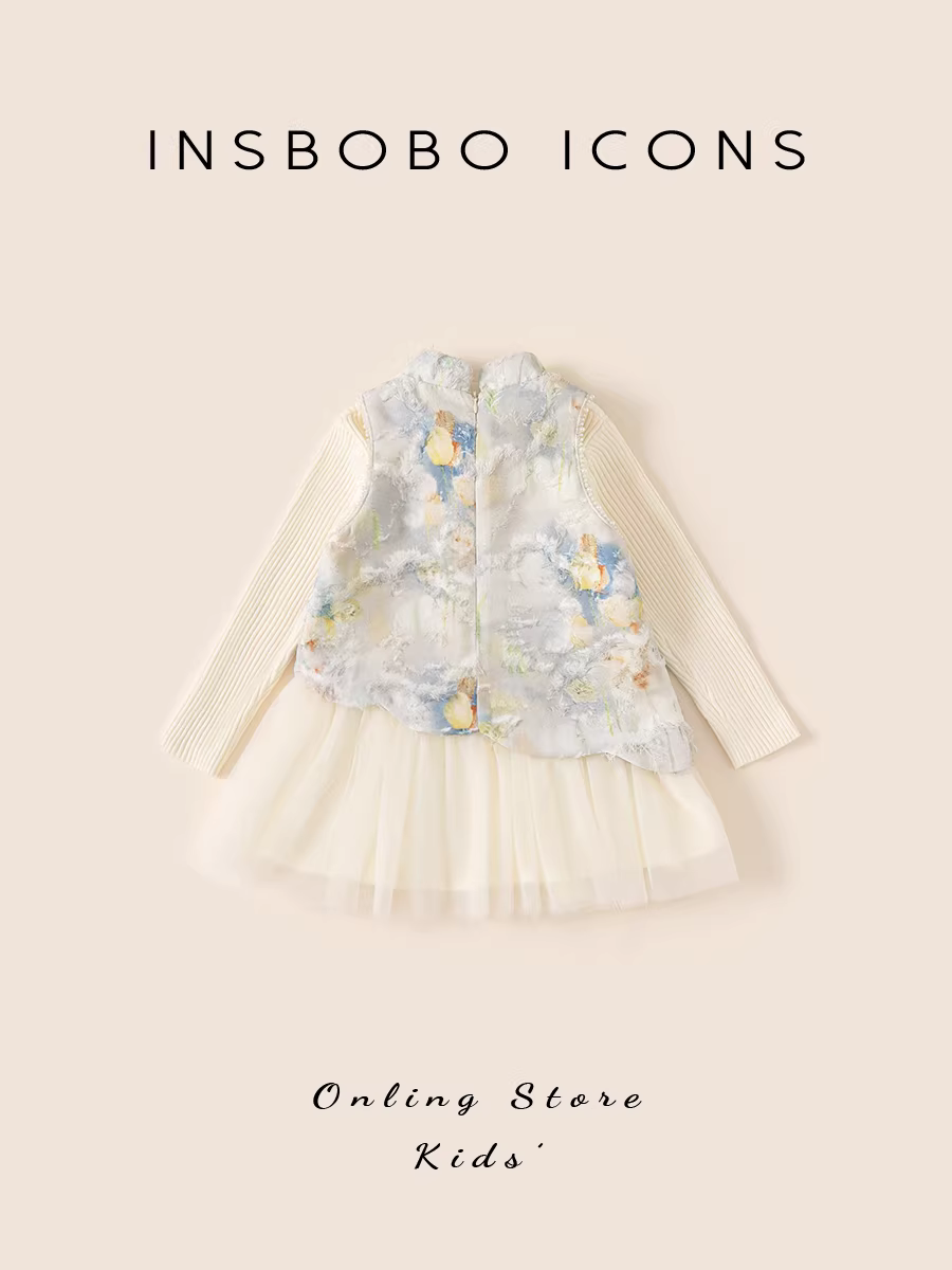 Bộ trang phục Hanfu mùa đông 2025 cho bé gái INSbobo, kiểu Trung Hoa, thời trang thu đông, phong cách Tang phục.