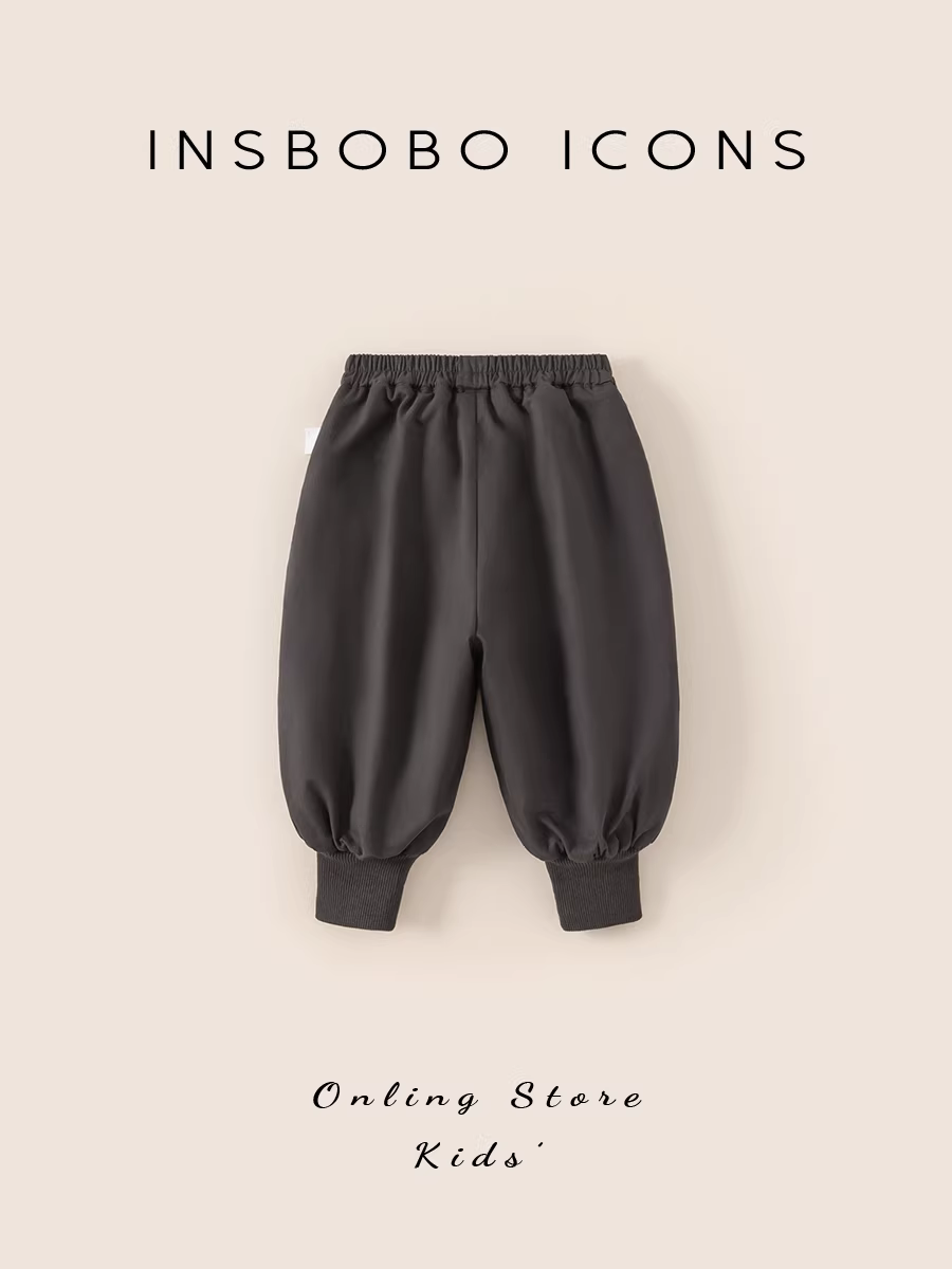 Quần bé trai INSbobo mùa đông 2025 mới dày dặn kiểu dáng thời trang quần cargo trẻ em mùa thu đông quần thể thao