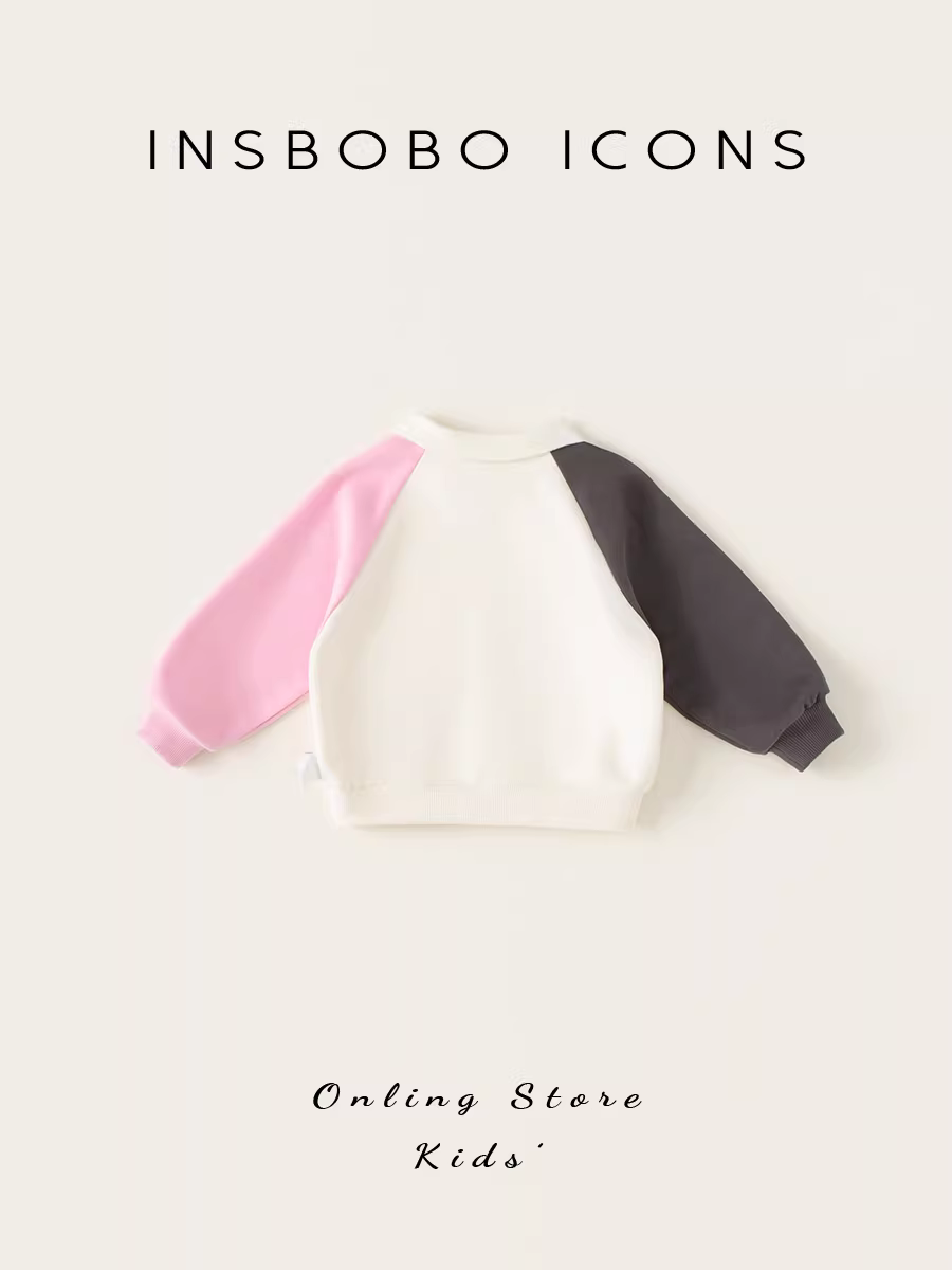 Áo thun bé gái INSbobo xuân thu 2025 kiểu thu mới áo bé gái phối màu áo bé trai thu đông thời trang trẻ em