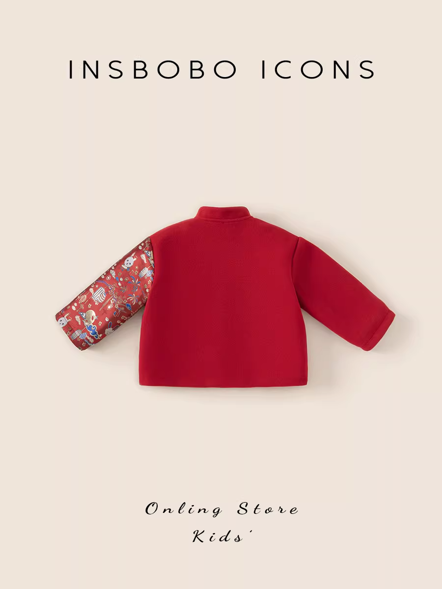 Trang phục Tết của bé trai, trang phục lễ hội cho bé một tuổi, trang phục Tết kiểu Trung Hoa cho bé trai, quần áo cotton, trang phục mùa đông màu đỏ