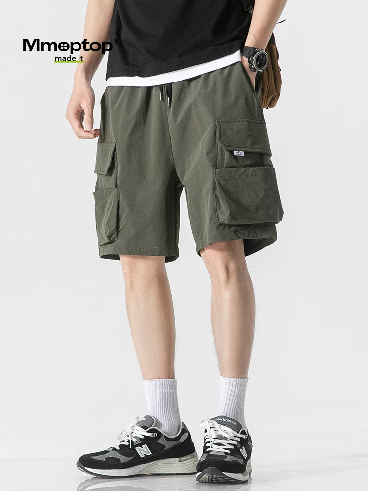 Quần short làm việc ngoài trời kiểu núi Mmoptop dành cho nam, quần short đi bộ đường dài mỏng nhanh khô mùa hè, quần short dài đến đầu gối dáng rộng thông thường.