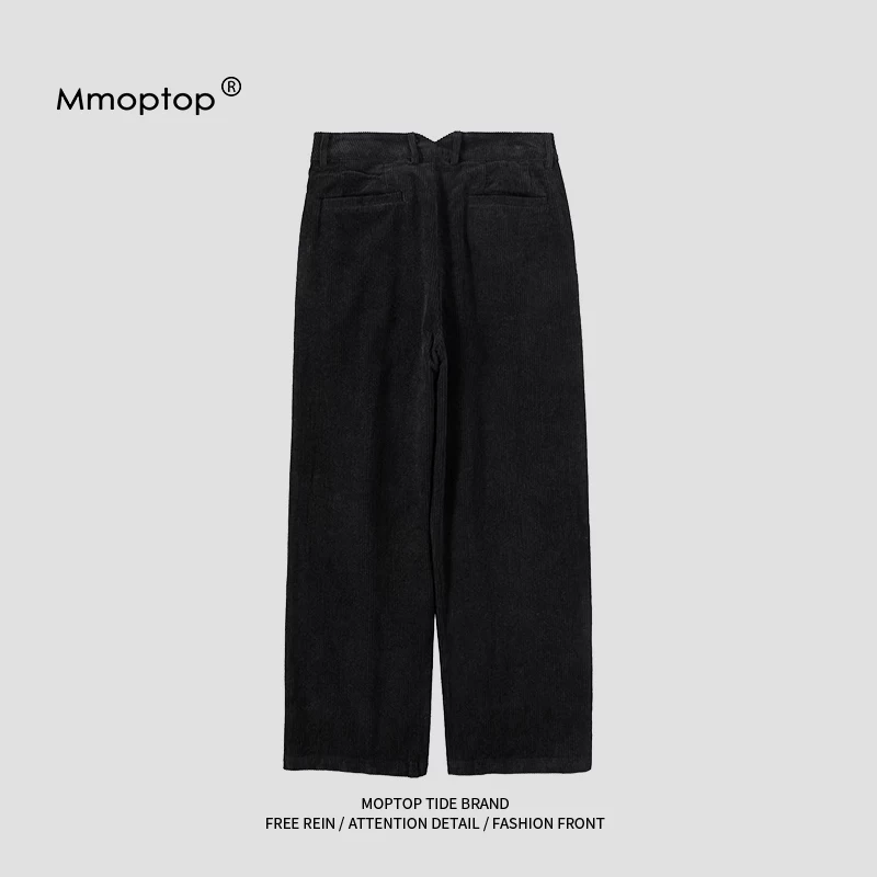 Quần âu nam Mmoptop mùa hè quần ống rộng vải nhung hợp thời trang nam phong cách retro Nhật Bản quần ống thẳng phong cách nam