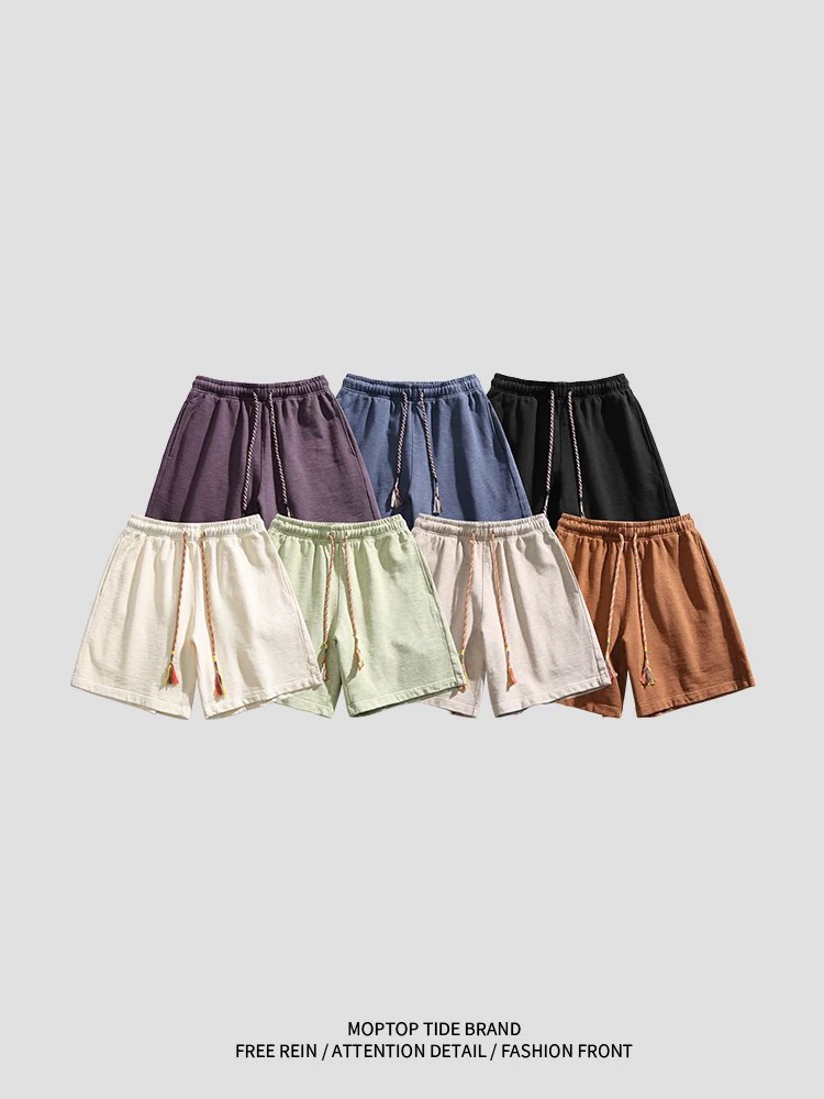 Quần short năm điểm kiểu Mỹ Mmoptop dành cho nam và nữ, quần short đi biển mỏng mùa hè, rộng rãi và đa năng, quần short dài vừa phải bằng cotton nguyên chất, hợp thời trang dành cho nam giới.