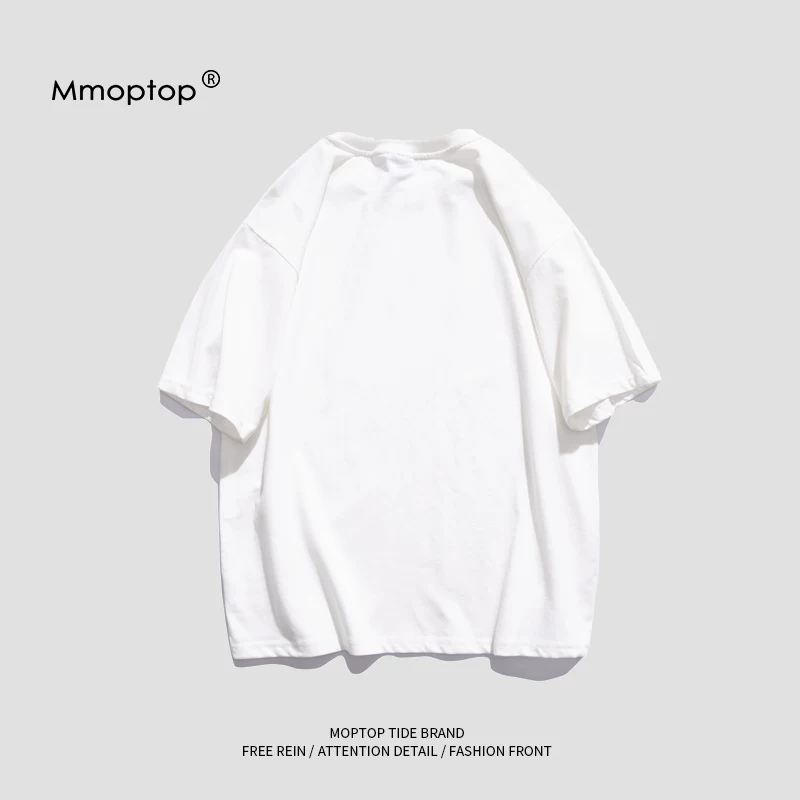 MMOPTOP mùa hè hợp thời trang nguyên chất cotton in hình áo thun ngắn tay hạng nặng áo sơ mi nam cơ bản quần áo thông thường thương hiệu hợp thời trang quần áo nam