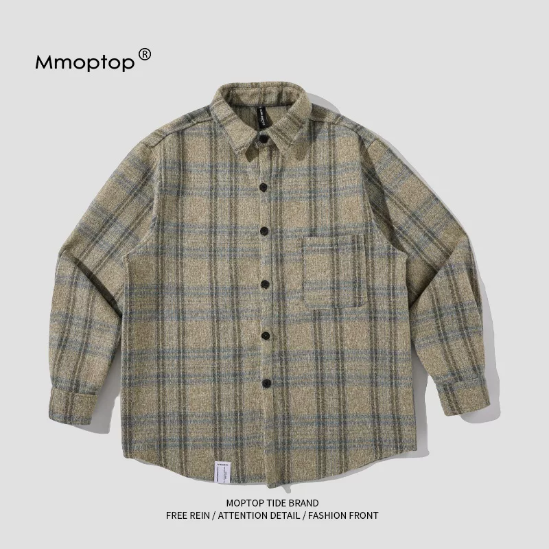 Áo khoác mùa xuân thu Mmoptop áo sơ mi dài tay cặp đôi áo cardigan nam hợp thời trang kiểu Nhật Bản áo sơ mi đa năng thông thường dành cho nam