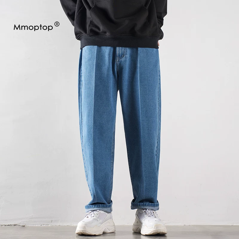 Quần jeans nam Xuân Thu 2025 kiểu dáng mới, xu hướng ống thẳng, ống rộng, chất liệu mềm mại, kiểu dáng bố, giặt mài kiểu Hàn Quốc