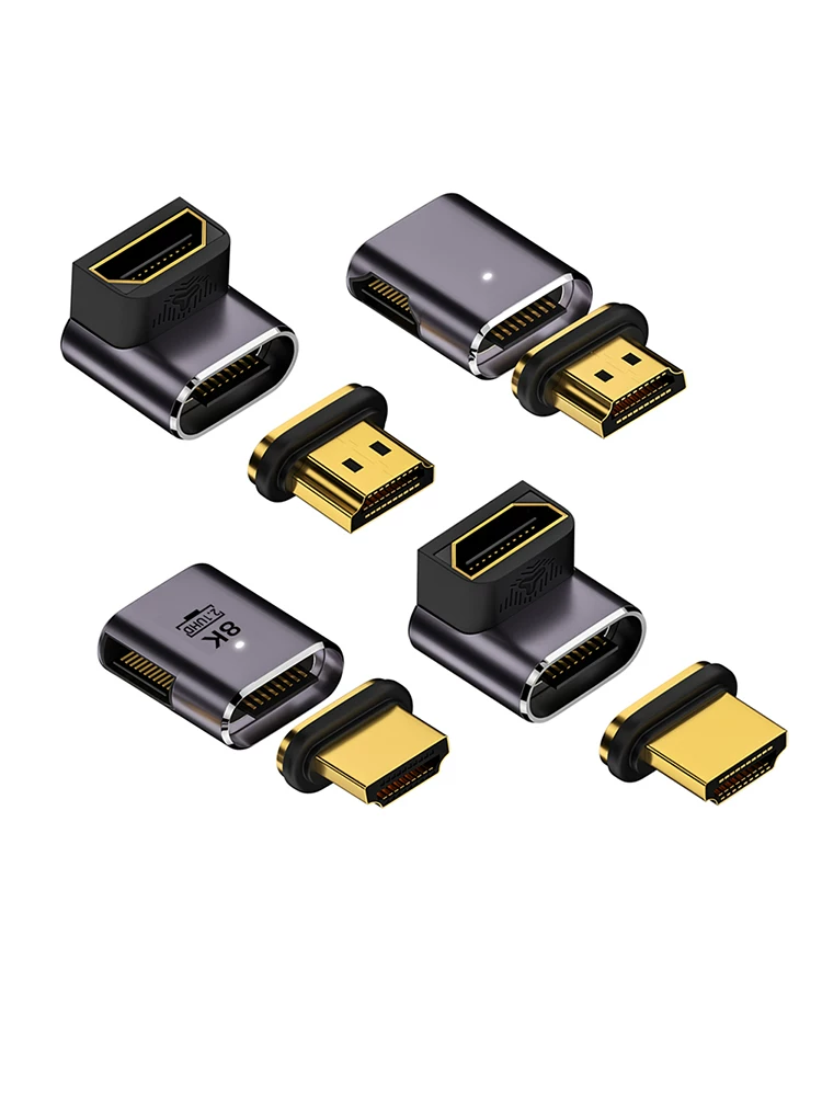 Bộ chuyển đổi từ tính HDMI2.1 từ nam sang nữ khuỷu tay 90 độ Màn hình máy tính xách tay TV độ phân giải cao 8K