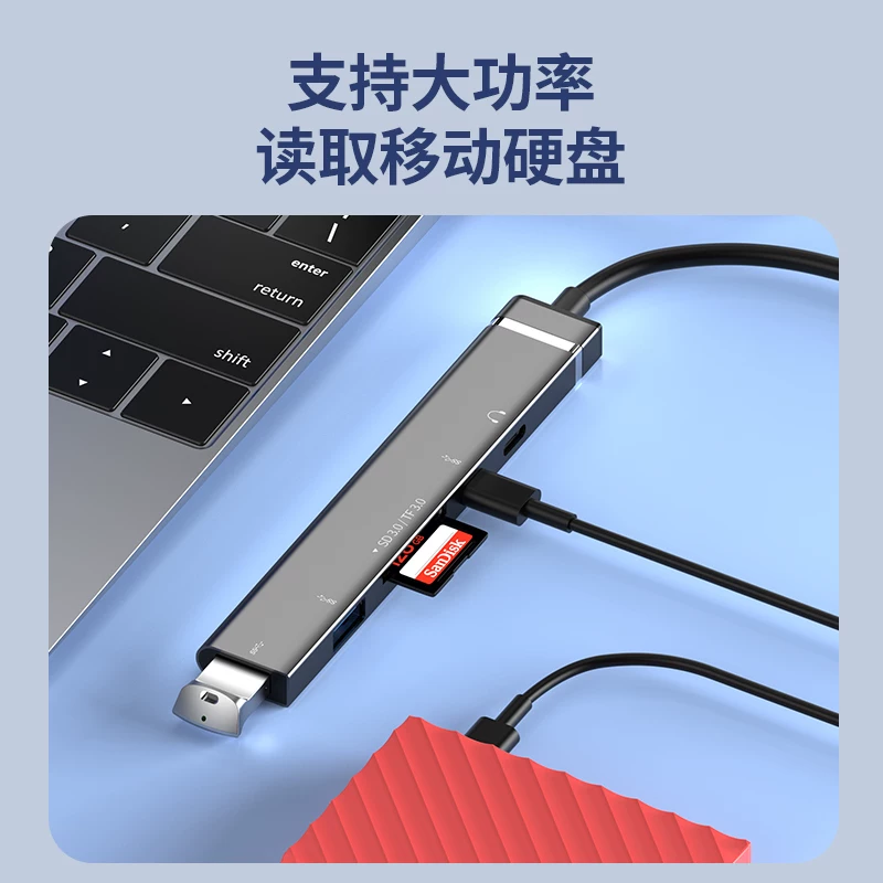 Đầu đọc thẻ USB3.0 SD/TF đa chức năng tốc độ cao, bộ chuyển đổi typec, đầu cắm USB, bộ chia đa cổng, thích hợp cho điện thoại di động Apple iphone15/16 để kết nối ổ cứng di động và máy tính.