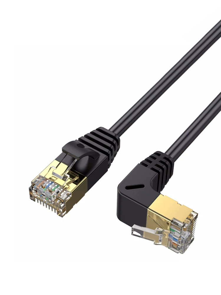 Cáp Ethernet Cat8 10 Gigabit cho mạng băng thông rộng gia đình, đầu nối góc vuông kép, bộ định tuyến băng thông rộng máy tính, cáp Cat7 RJ45 tốc độ cao, đầu nối góc vuông 90 độ siêu mỏng và linh hoạt.