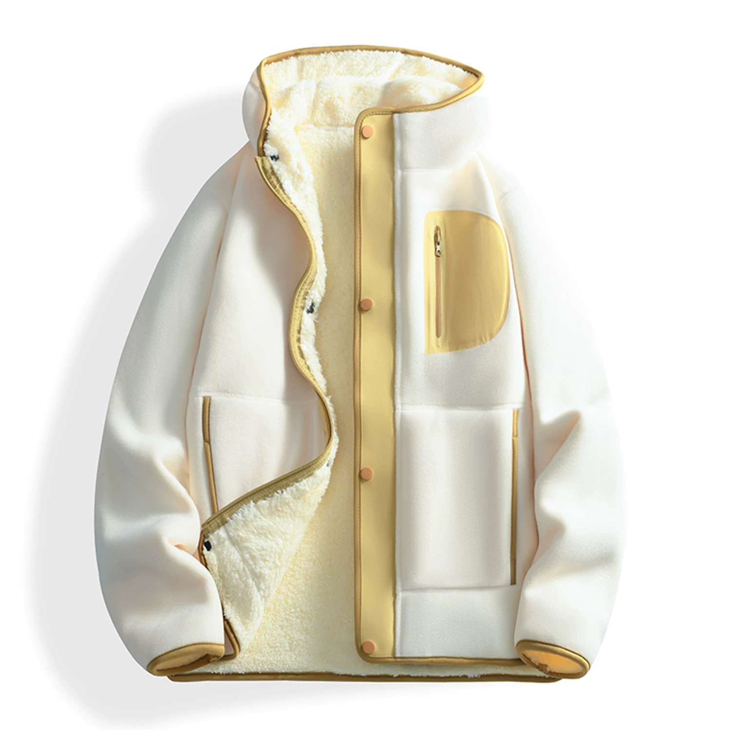 Phong cách Don Quixote, unisex! Chống lạnh và ấm áp! Áo khoác có mũ trùm đầu, lót lông cừu, dày dặn, viền chắc chắn, hợp thời trang, thích hợp cho mùa thu đông.