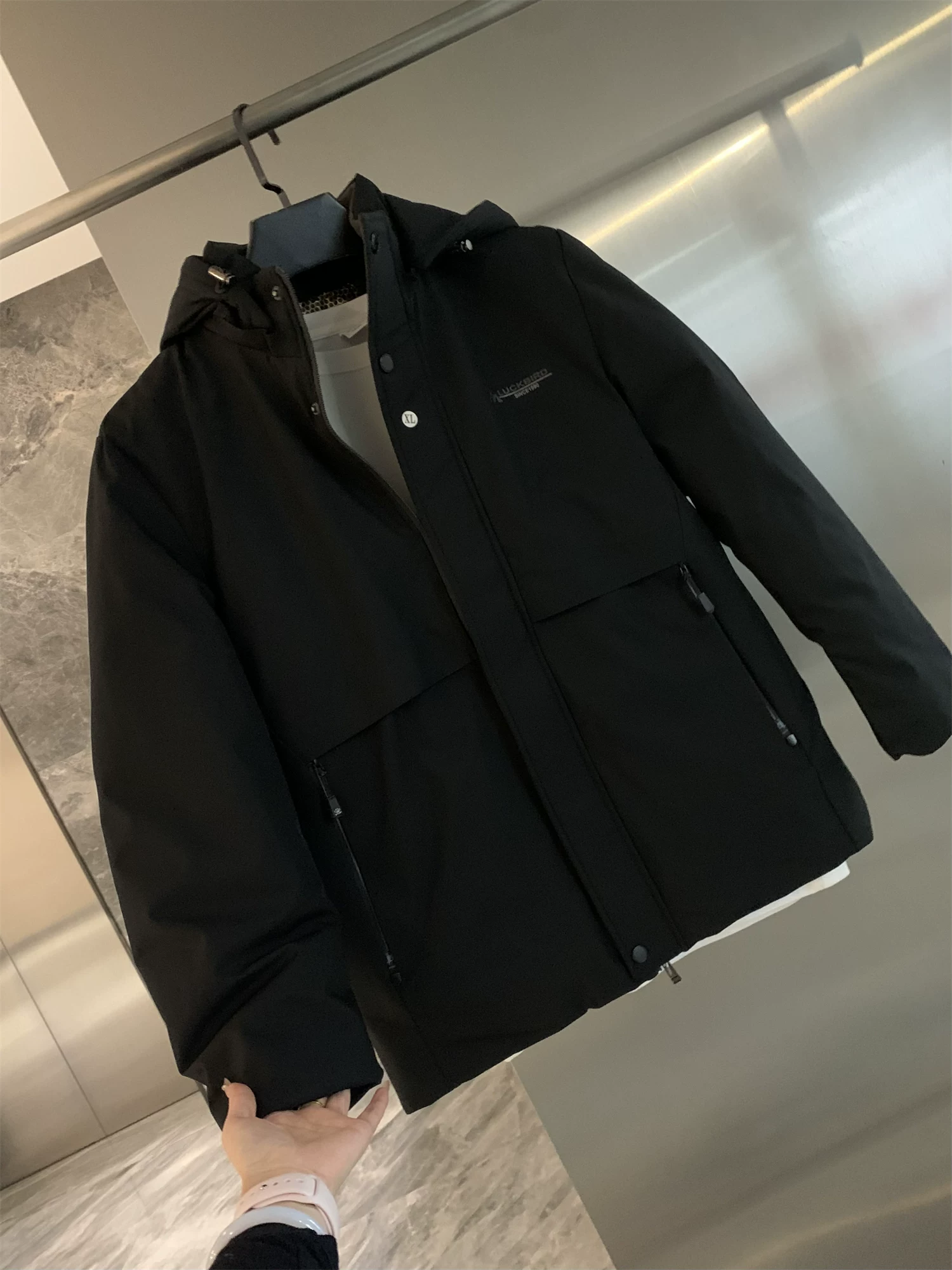 Công nghệ Don Quixote tự sưởi ấm! Áo khoác cotton có mũ trùm đầu thời trang giản dị dày dặn và ấm áp dành cho nam giới.