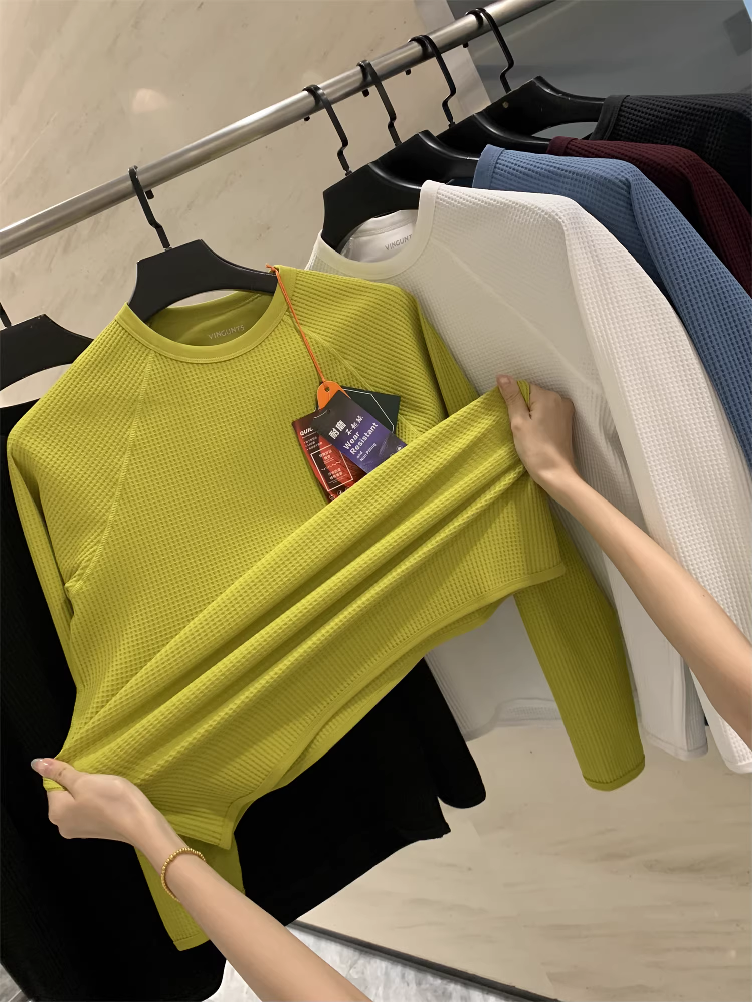 Don Quixote, bậc thầy của sự sành điệu! Chất liệu vải waffle mềm mại và thoải mái! Áo len dài tay kiểu raglan, chất liệu thô mộc, phong cách dã ngoại.