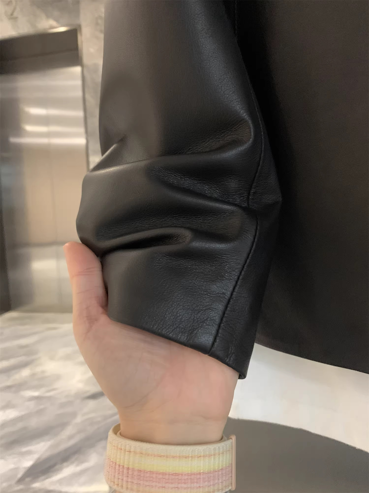 Giảm giá Don Quixote! Áo khoác da cừu thật! Áo khoác da thật cổ đứng mùa thu/đông dành cho nam