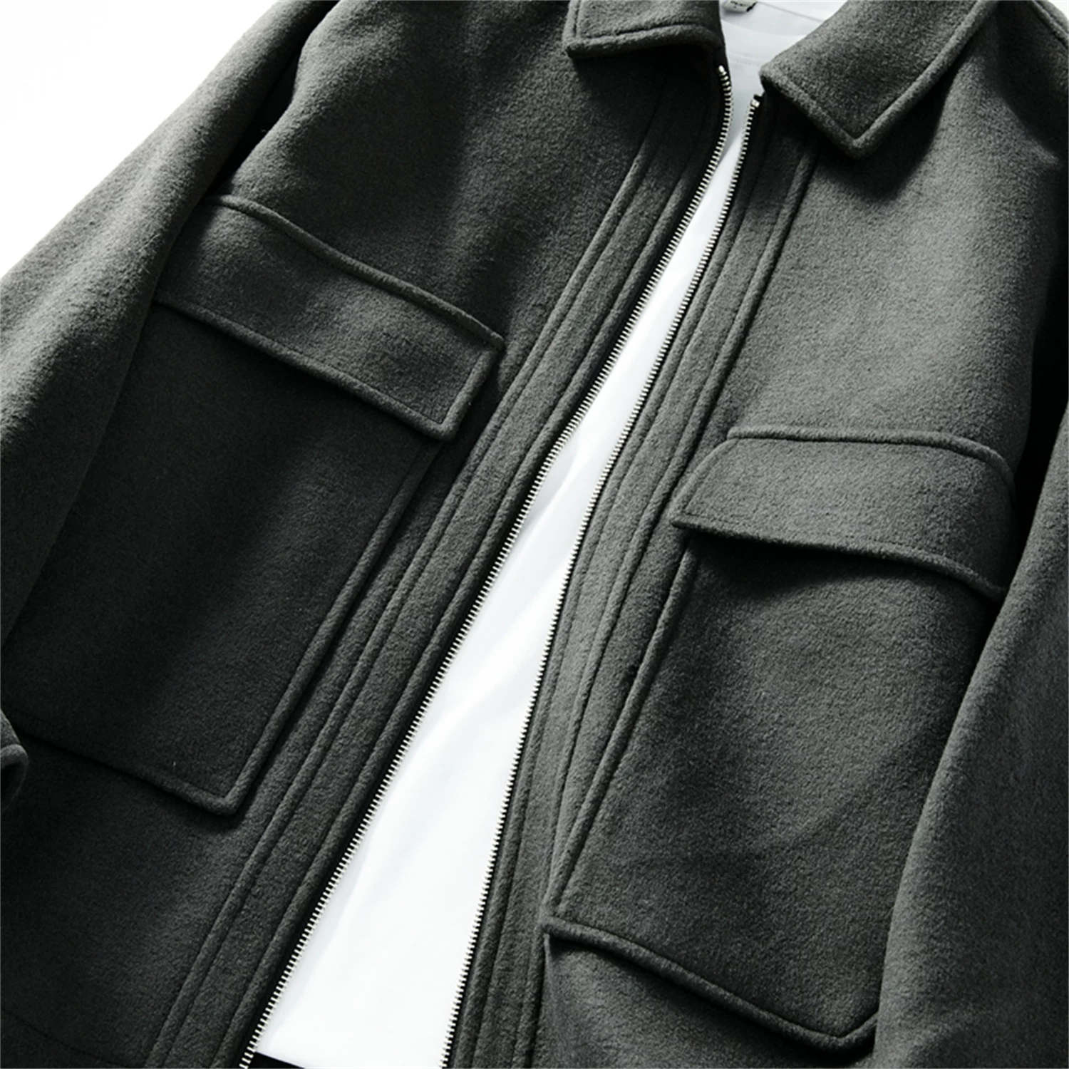 Vải len hai mặt len cừu Don Quixote! Áo khoác công sở dáng rộng, dáng rộng, có ve áo dành cho nam giới