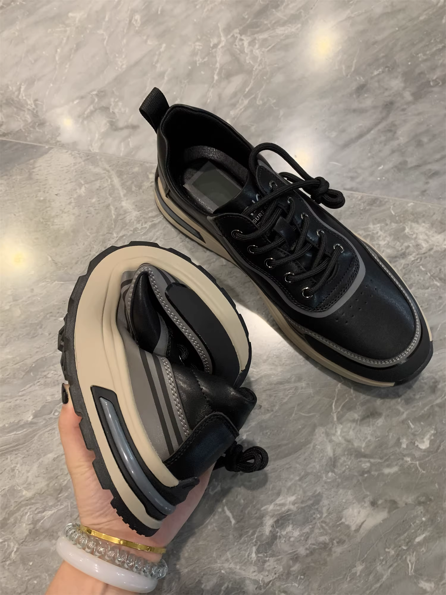 Don Quixote Offline 398! Ưu đãi tại trung tâm thương mại! Giày thể thao nam chất liệu da cao cấp, kiểu dáng đa năng, cổ thấp.