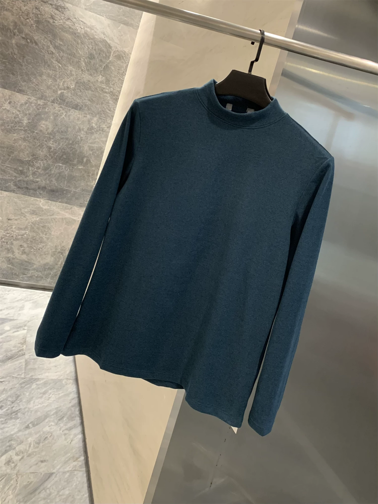 Áo lót lông cừu hai mặt cơ bản Don Quixote! Áo sơ mi nam màu trơn đơn giản giản dị mùa thu đông Áo sơ mi lớp nền ấm áp cổ lọ nửa cổ hợp thời trang