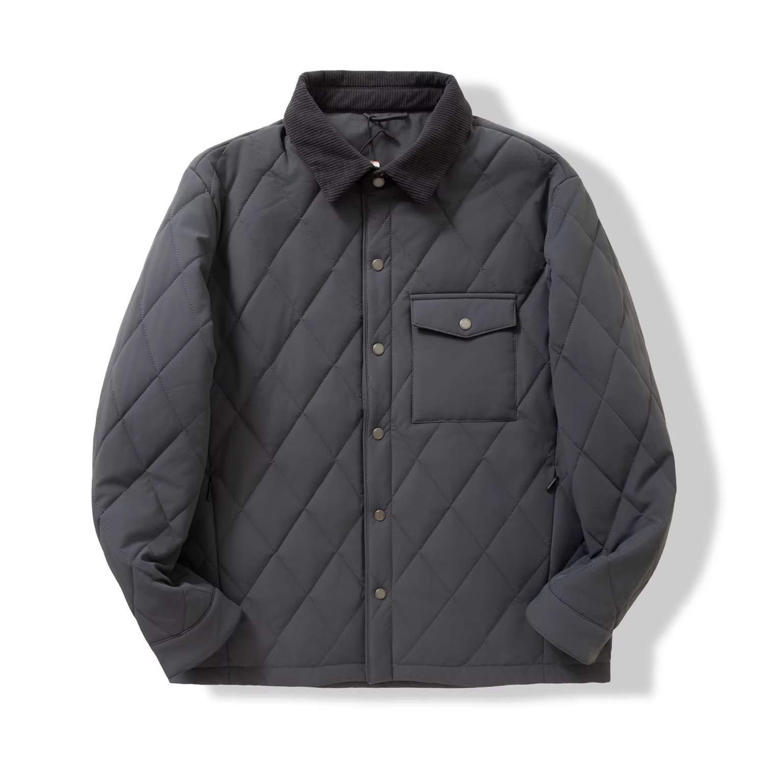 Don Quixote, phong cách tiền bạc cổ điển của Ý! Đường may chần hình thoi! Áo khoác cotton mùa đông dày dặn và ấm áp có cổ áo lật dành cho nam.