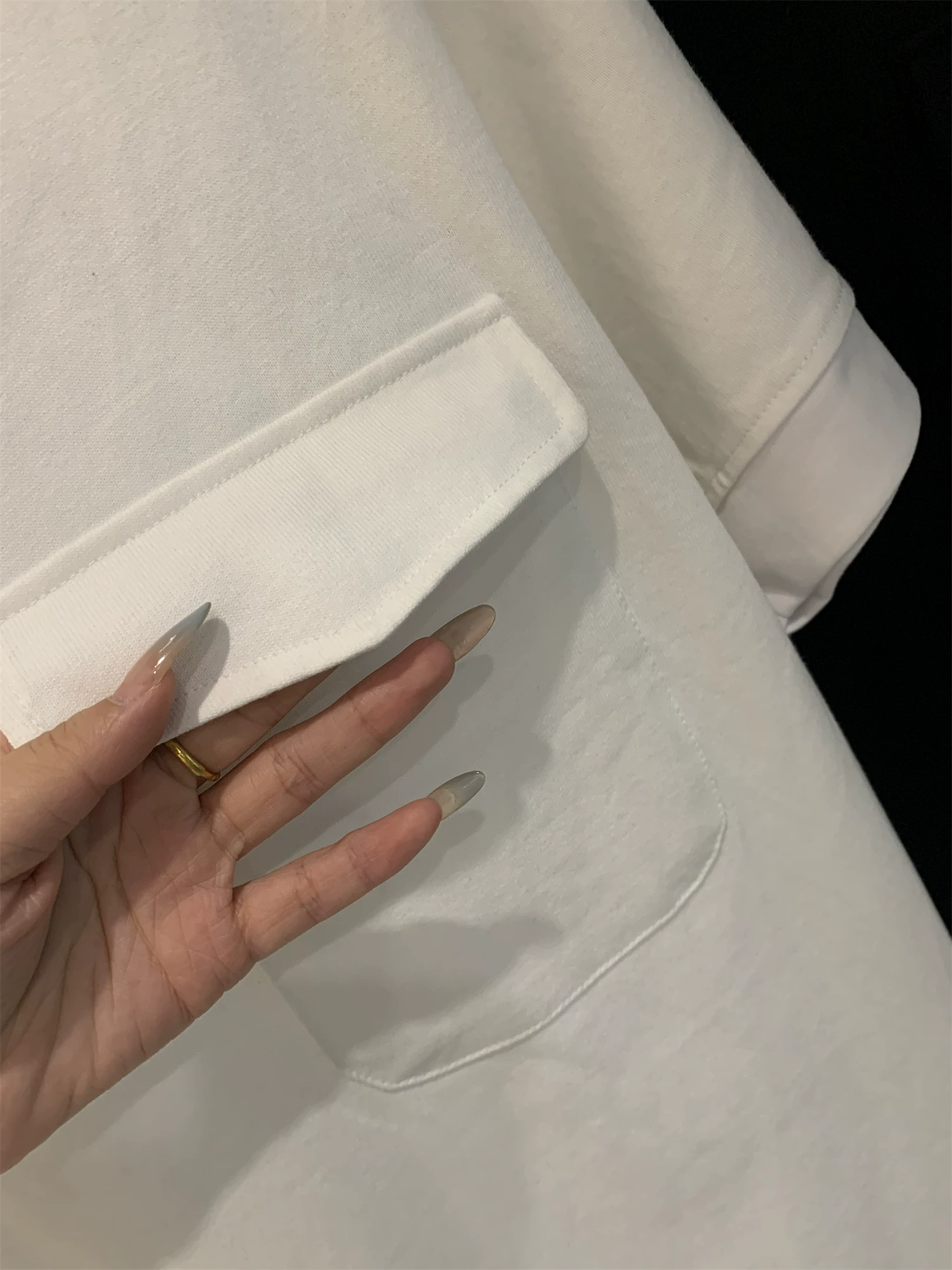 Áo thun cotton dài sợi cao cấp Don Quixote! Trọng lượng cao 300G! Áo thun mùa hè dáng rộng, màu trơn, tay ngắn, có túi.