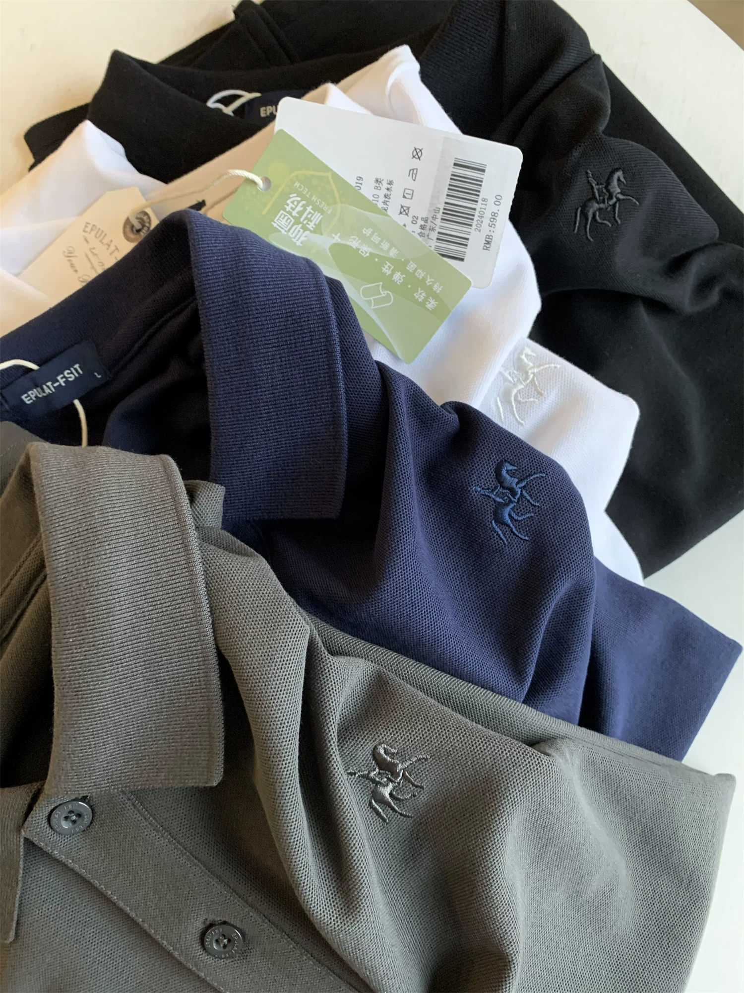 Don Quixote Offline 598! Áo sơ mi POLO ngắn tay có cổ, chất liệu cotton pique thoáng khí 240g dành cho nam mùa hè