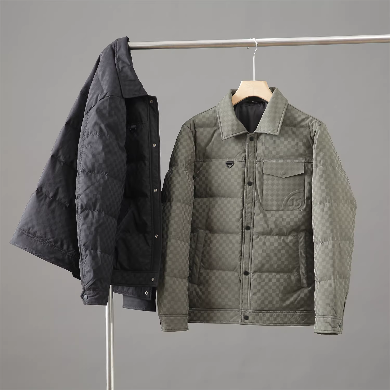 Don Quixote Gaopeng 90 lông vịt! Vải jacquard kẻ caro! Áo khoác lông vũ ấm áp có ve áo dành cho nam mùa đông.