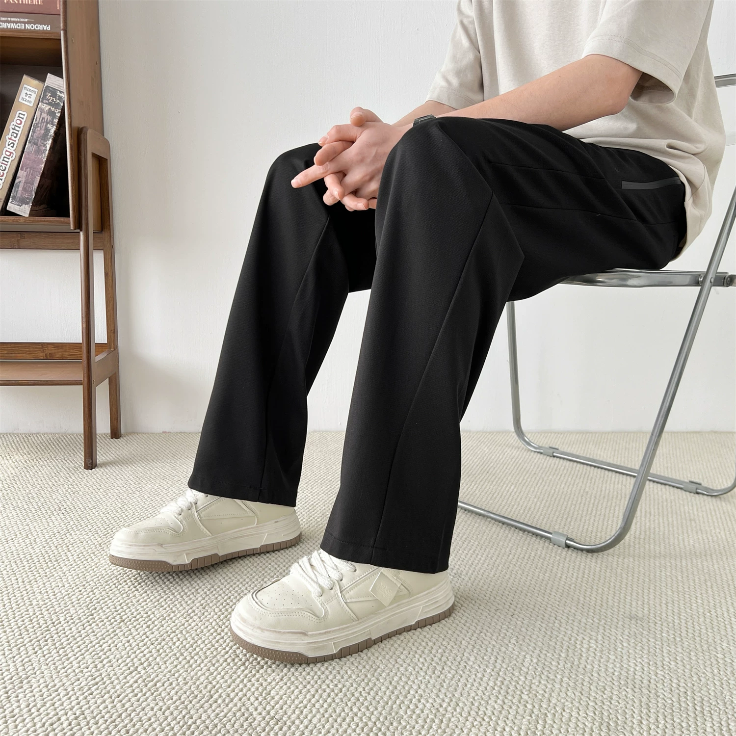 Quần âu Don Quixote! Quần thể thao dáng rộng, thoáng khí, dáng thẳng, đơn giản, đa năng, mùa hè dành cho nam