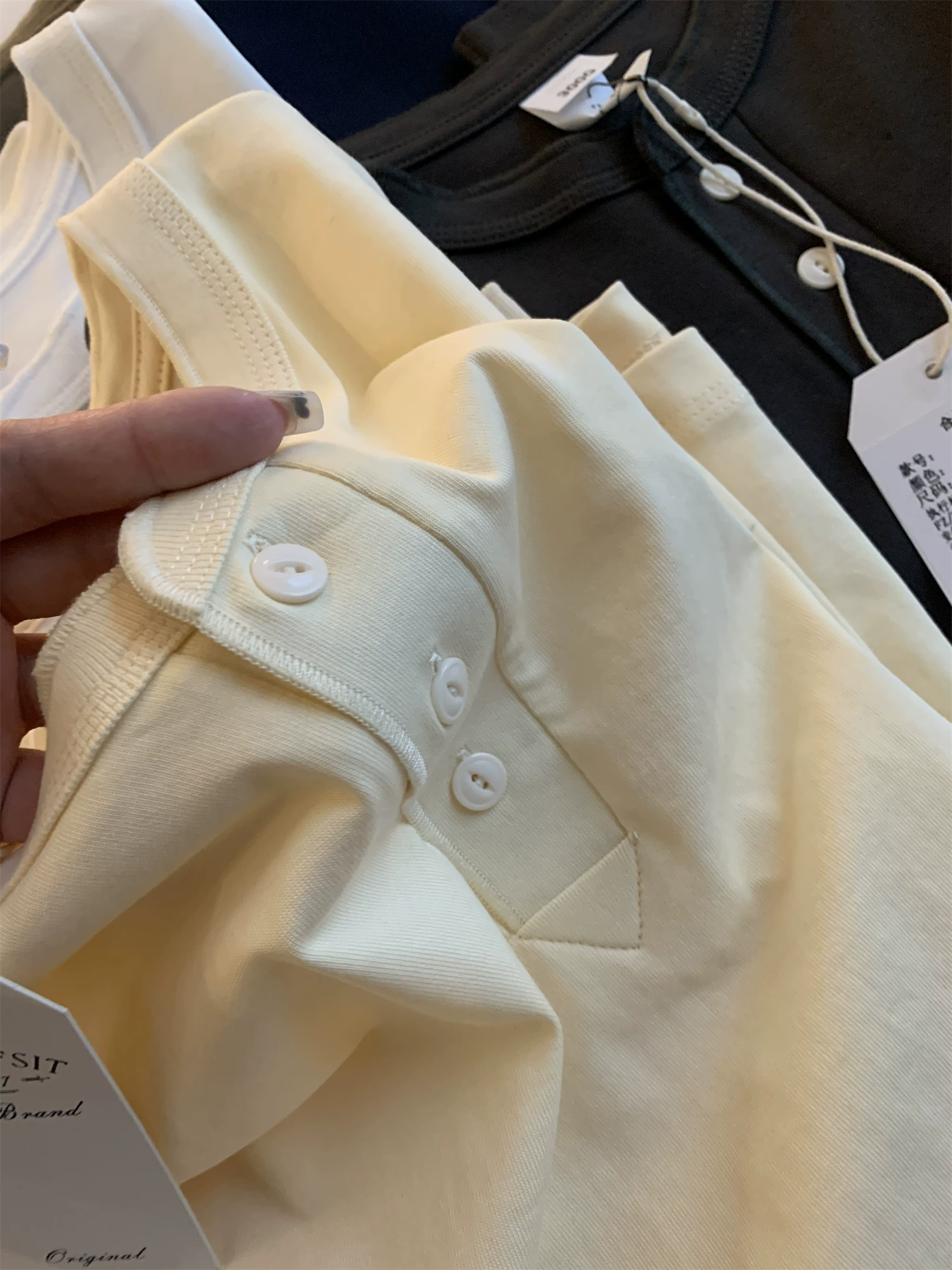 Don Quixote 300g cotton sợi đôi giặt nặng! Áo thun dài tay cổ Henley kiểu Mỹ đơn giản dành cho nam.