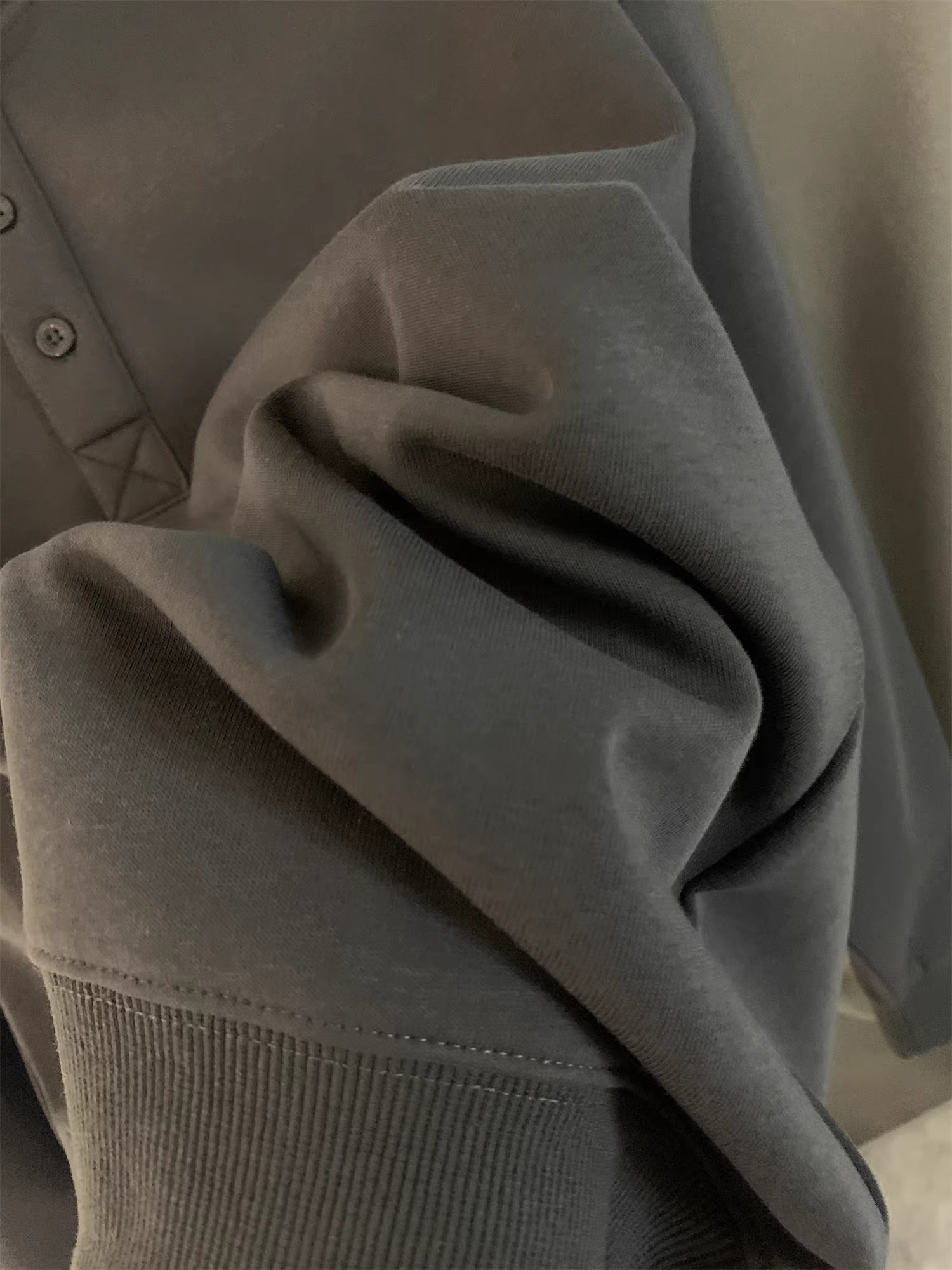 Don Quixote phong cách retro Mỹ! Cổ áo Henry cổ điển! Áo nỉ nam thời trang đa năng màu trơn mùa thu