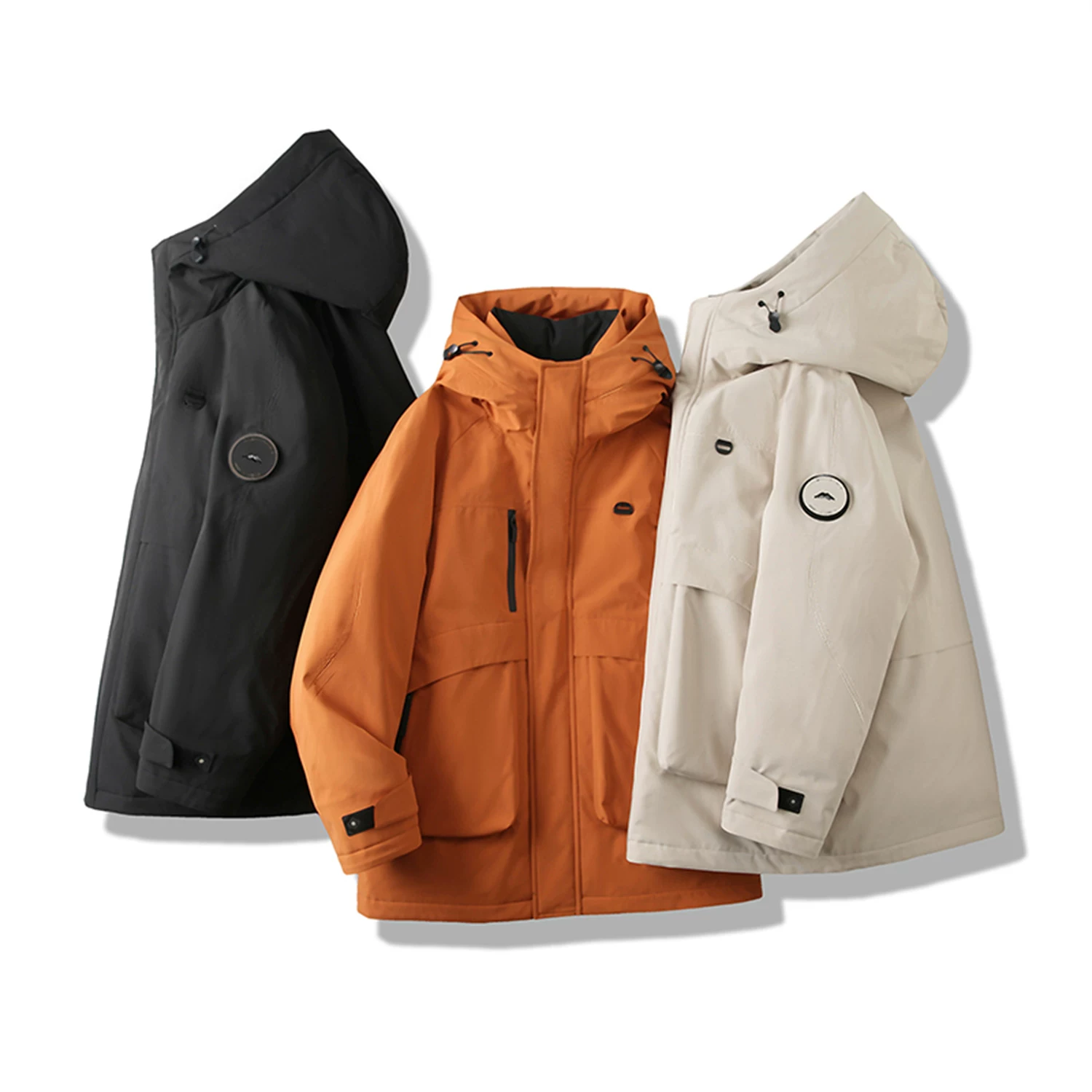 Phong cách nhà thiết kế Don Quixote! Chất liệu lông vũ 90% cao cấp! Áo khoác phao có mũ trùm đầu chống gió và giữ ấm cho nam mùa thu đông.