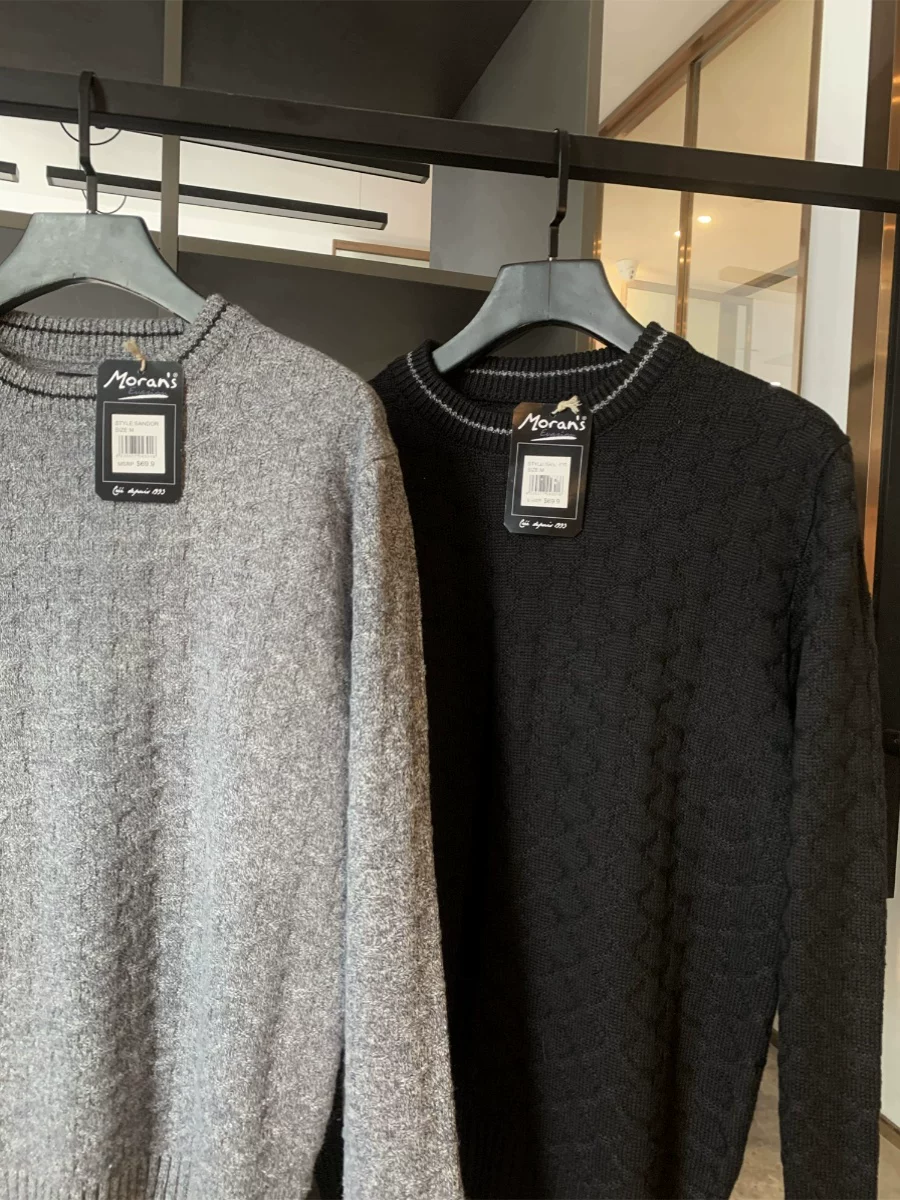 Don Quixote đi đến Canada để nhận đơn đặt hàng ~ Họa tiết kim cương ba chiều! Áo len dệt kim cổ tròn thông thường dành cho nam mùa thu.