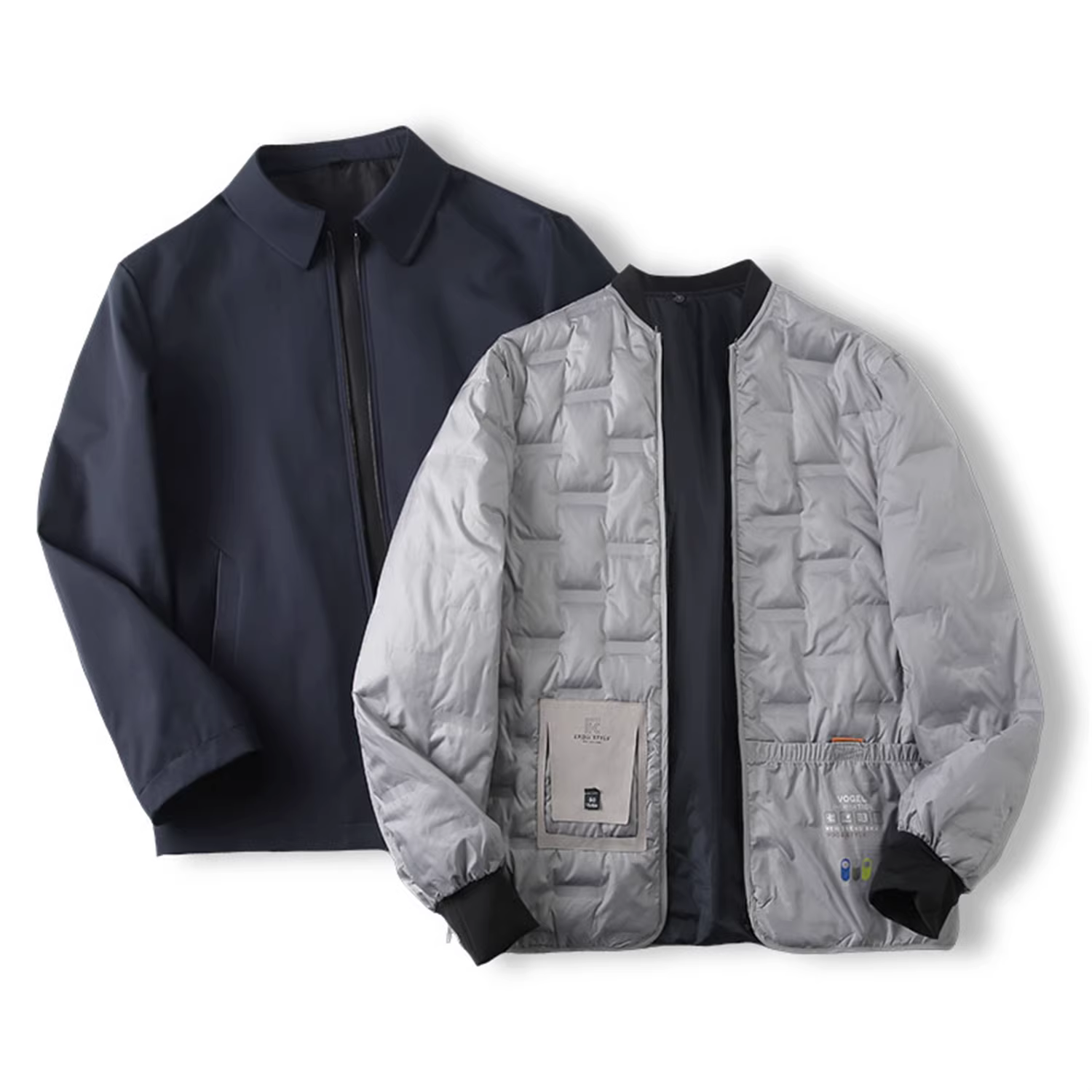 Don Quixote Light Business! Áo khoác lông vũ nam màu trơn ấm áp có cổ, chất liệu lông vịt, mùa thu đông.