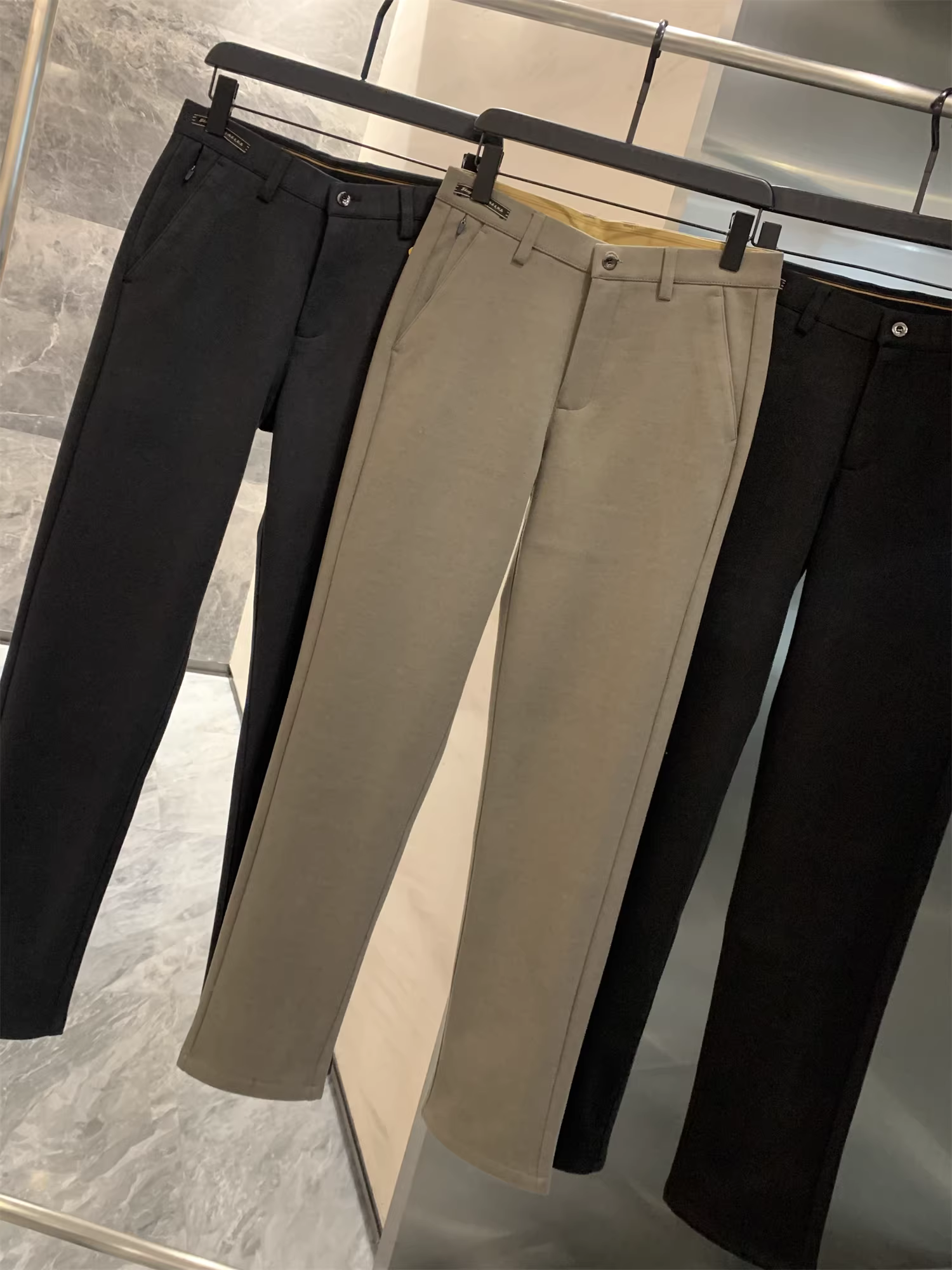 Quần nam chất liệu len Don Quixote pha lyocell! Dày và ấm! Quần mùa thu đông giữ nhiệt, giữ ấm cho nam giới.