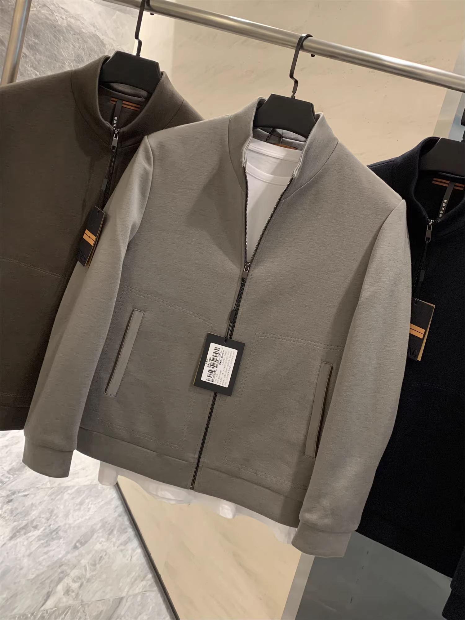 Don Quixote Áo khoác cổ đứng pha trộn 90% lông ngỗng + len! Áo khoác cổ đứng thông thường dành cho doanh nhân cao cấp dành cho nam giới vào mùa thu đông.