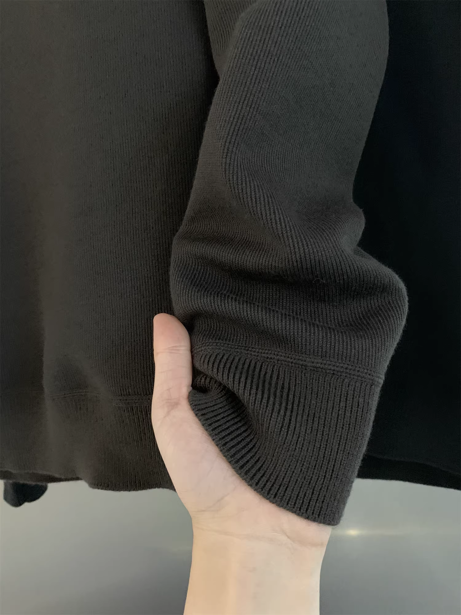 Áo len Don Quixote + Lyocell! Áo len nam cổ tròn dày dặn, lót lông cừu, màu trơn, kiểu dáng thẳng, hợp thời trang mùa thu đông