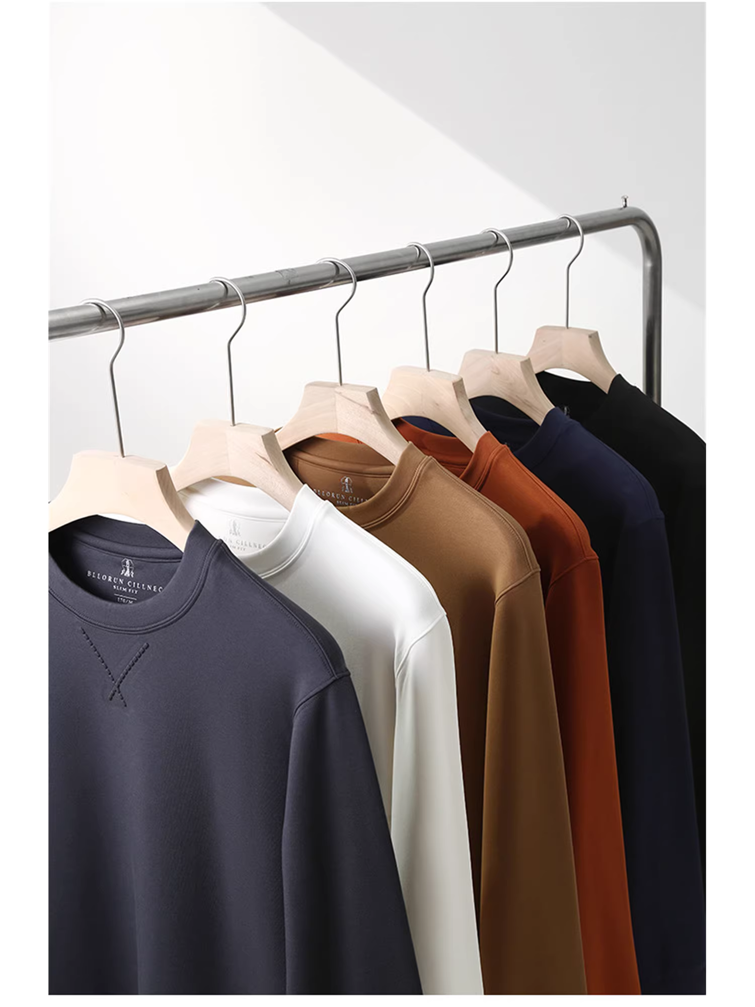 Áo len Don Quixote 100% Modal Lenzing! Áo thun dài tay lót lông cừu cổ tròn màu trơn mùa đông