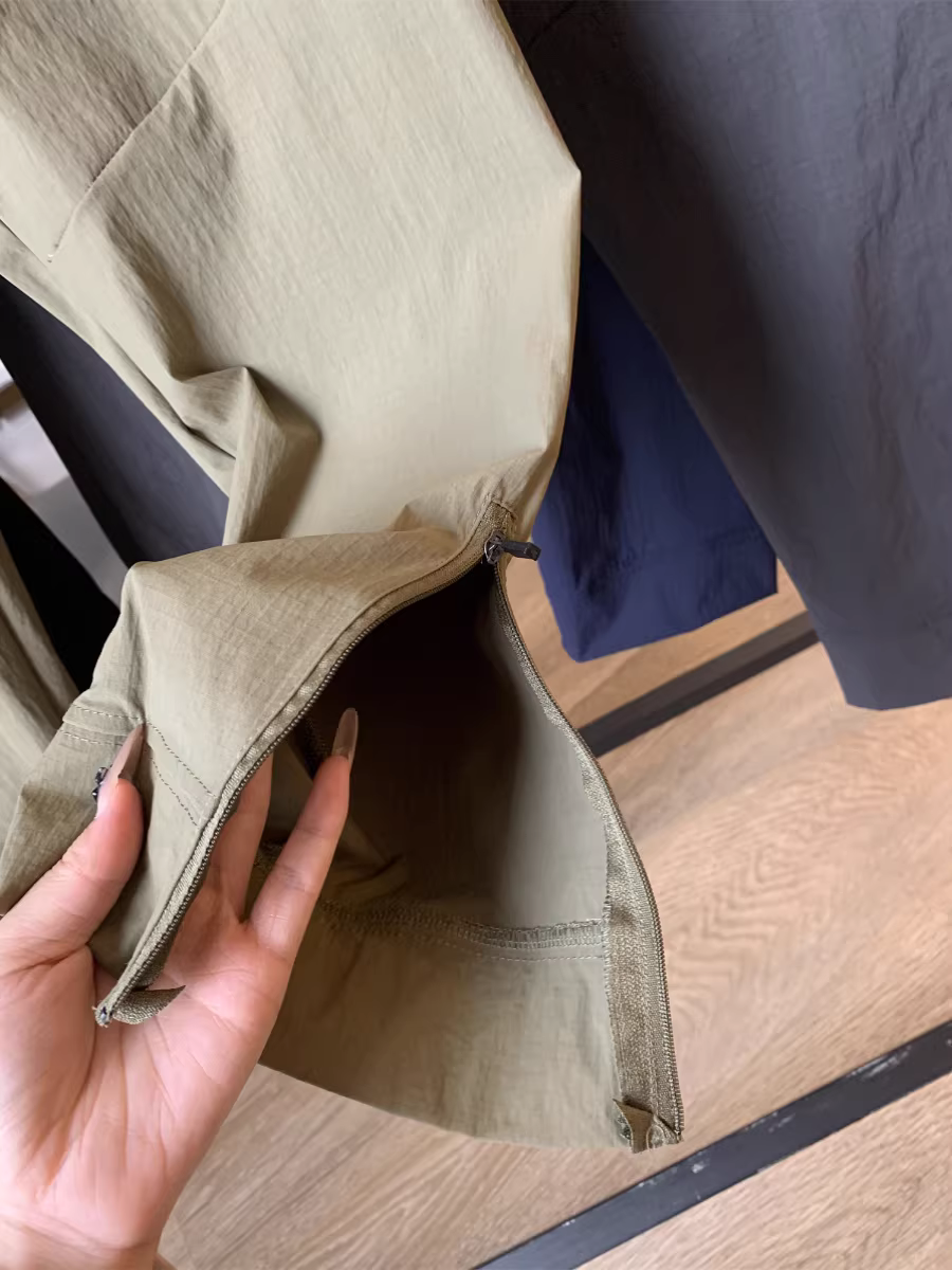 Đồ dùng ngoài trời Don Quixote! Thêu tinh tế! Quần thể thao nam mùa hè có khóa kéo, kiểu dáng lịch sự, thoải mái