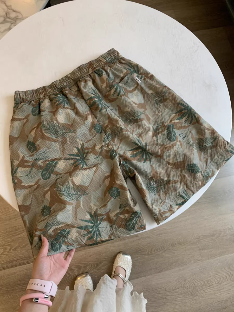 Phong cách nghỉ dưỡng Hawaii của Don Quixote! Nhẹ và thoáng khí! Quần short nam mùa hè lưng thun ống thẳng 5 điểm.